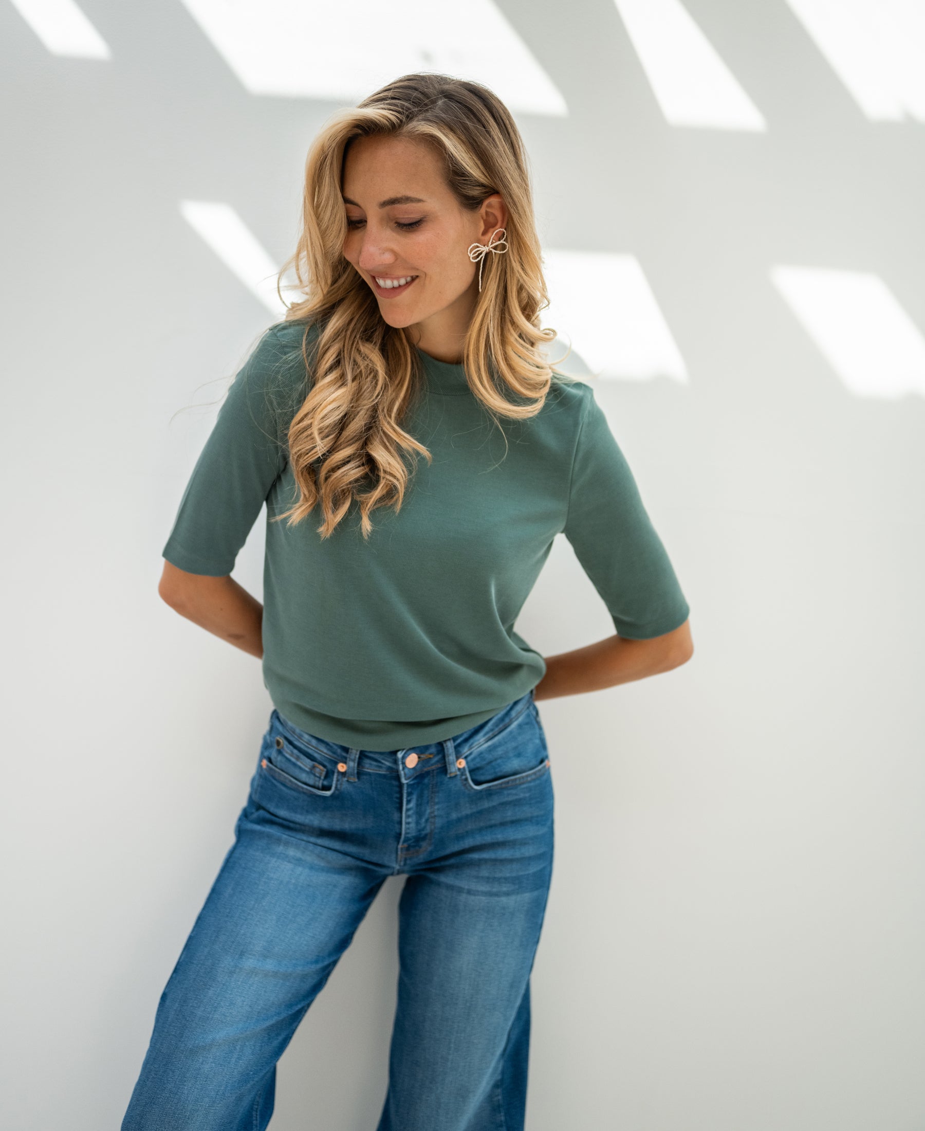 Ribbed turtleneck LA MIXY Mist green