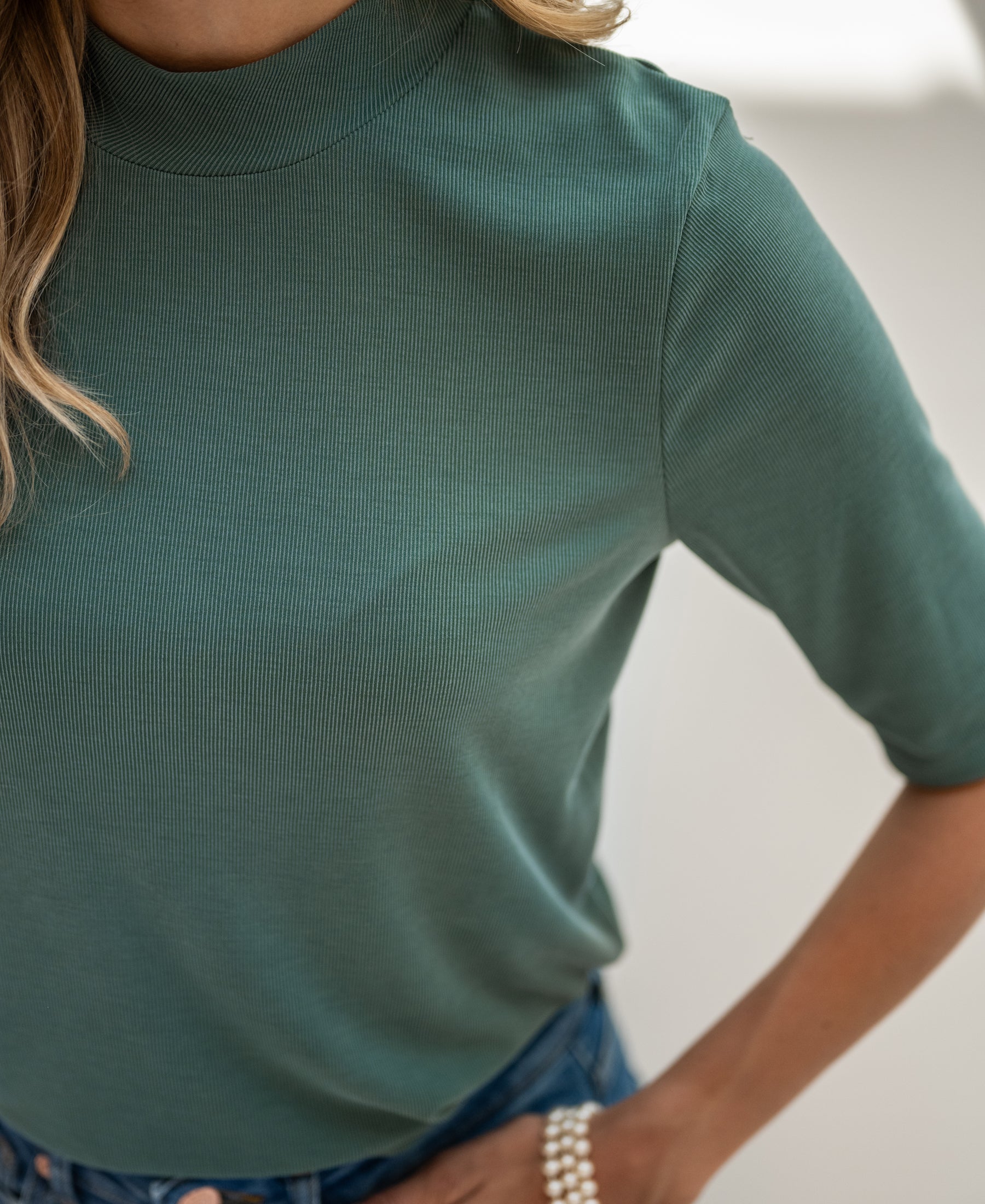 Ribbed turtleneck LA MIXY Mist green