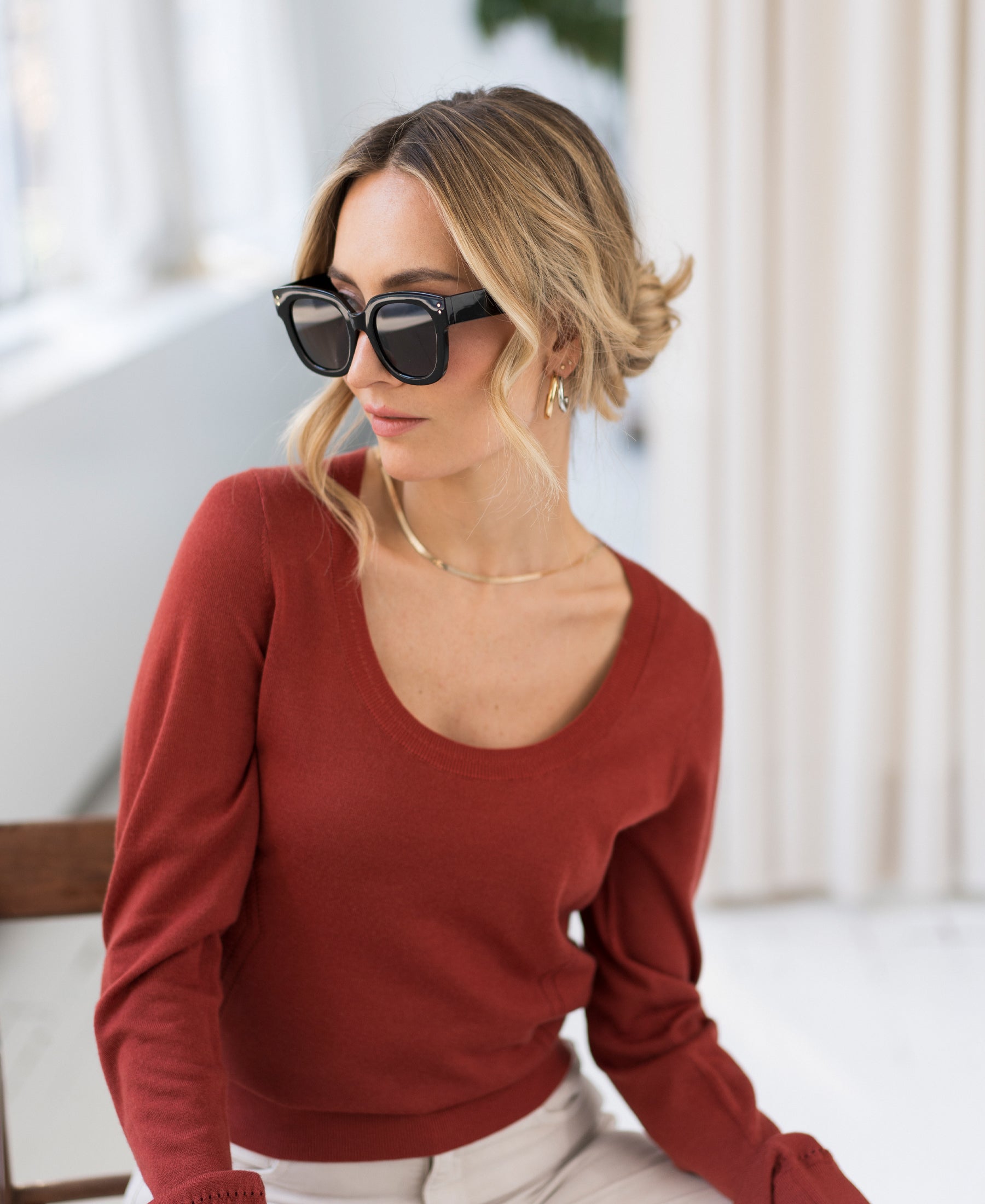 Trui met lage ronde hals LA NAOMI Rosewood