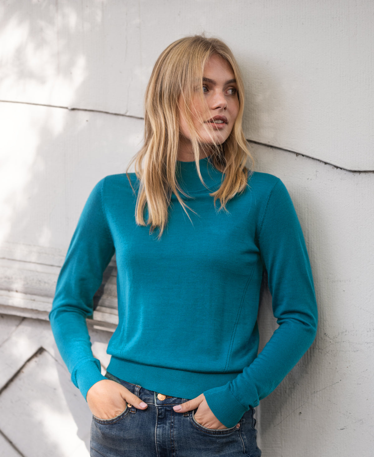 LE NOYAU Teal Merino Turtleneck