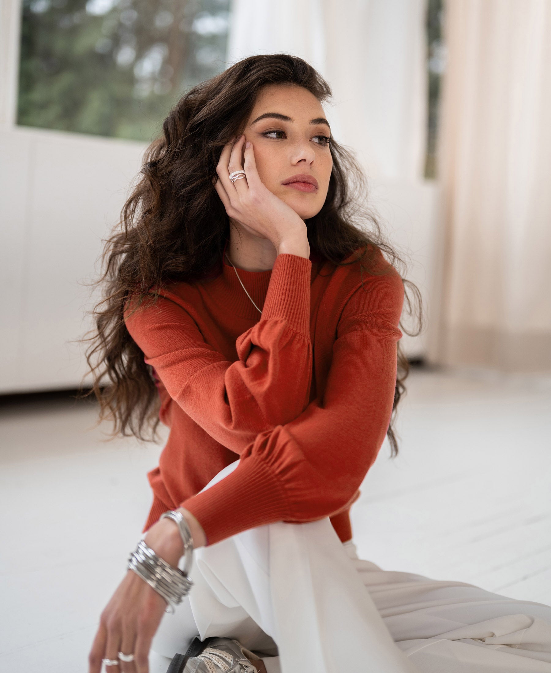 Turtleneck sweater LES SALLES Burned orange