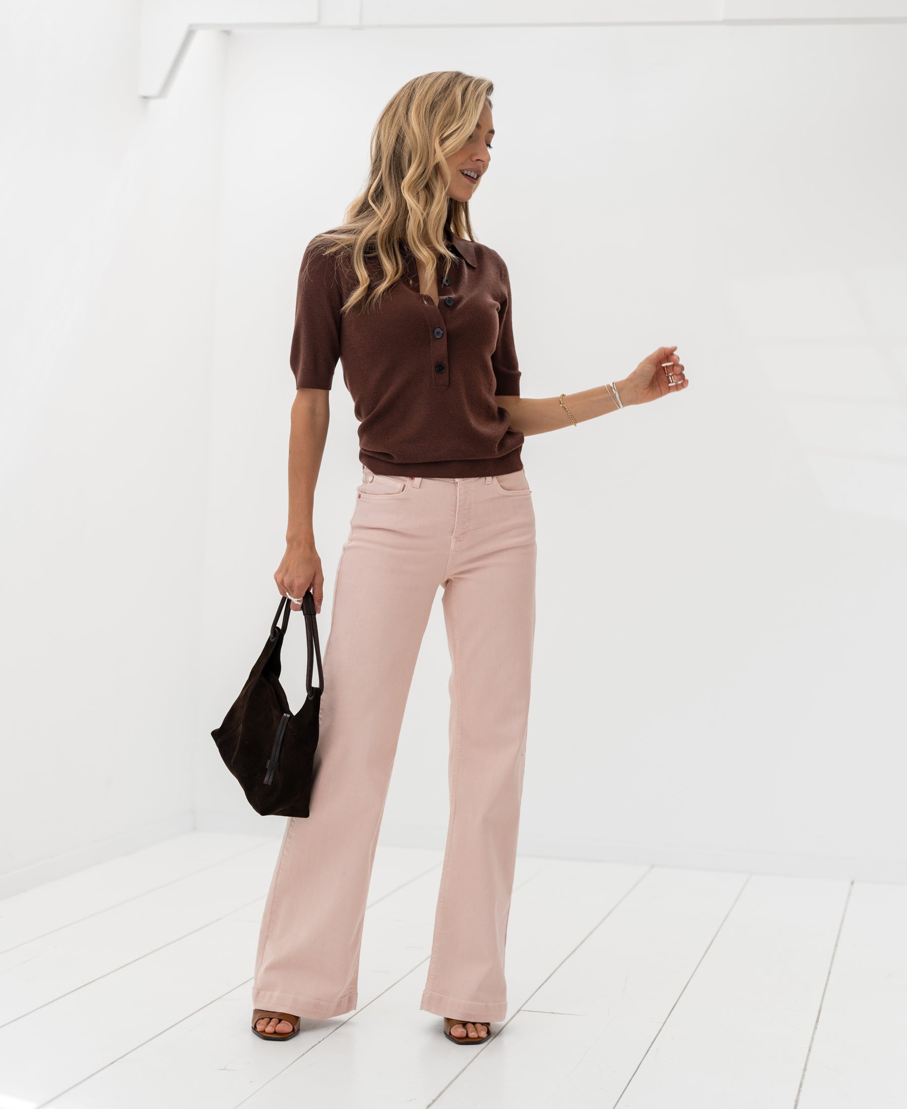 Merino wool polo LA PANTIN Cocoa