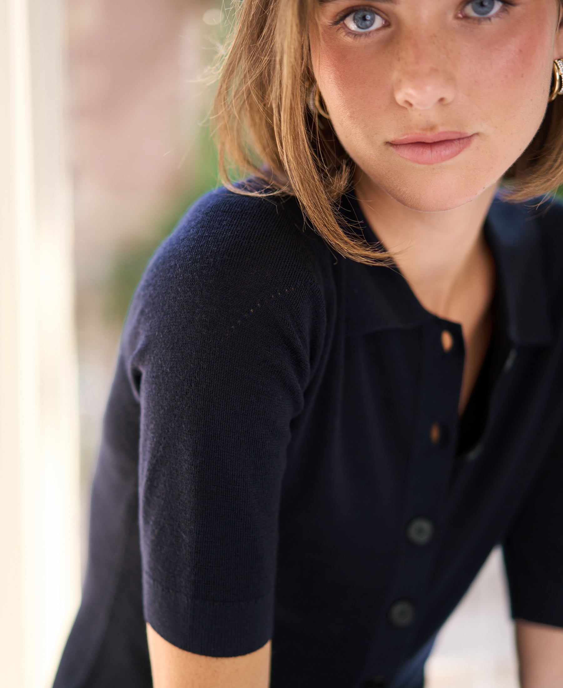 Poloshirt aus Merinowolle LA PANTIN Dunkelblau