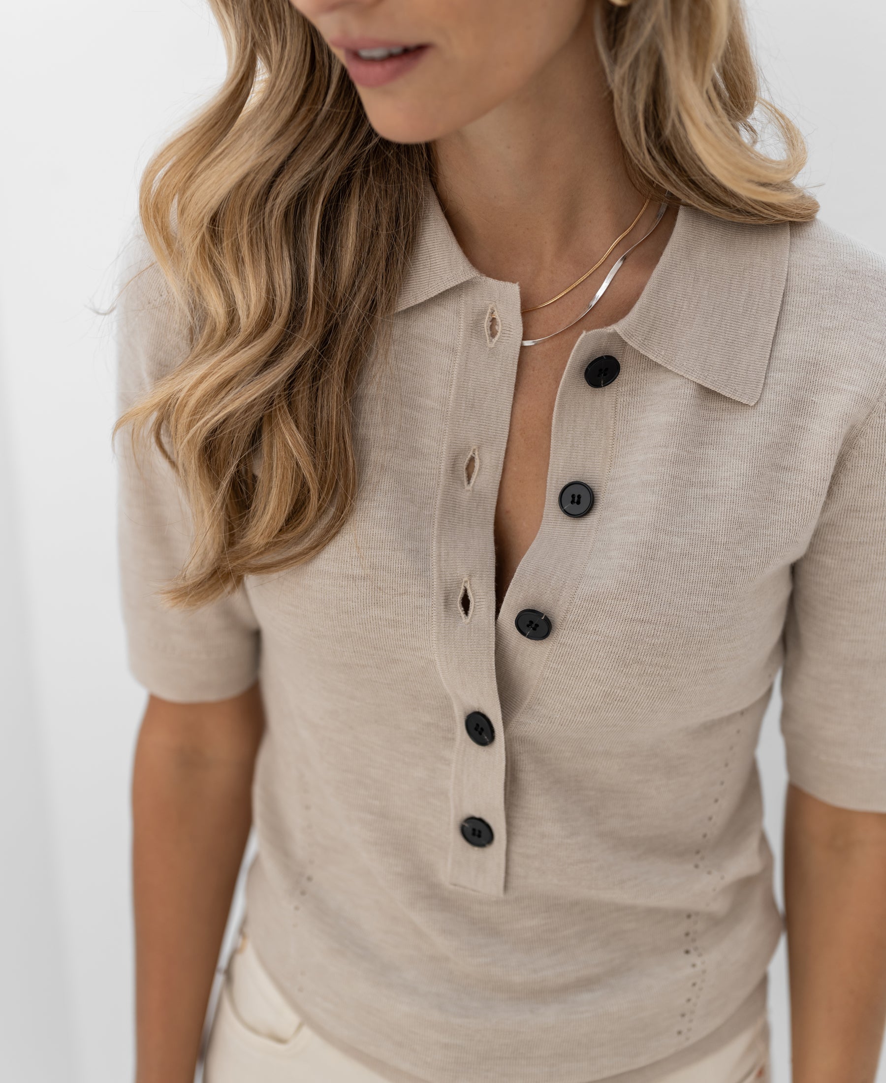 Merino wool polo LA PANTIN Beige