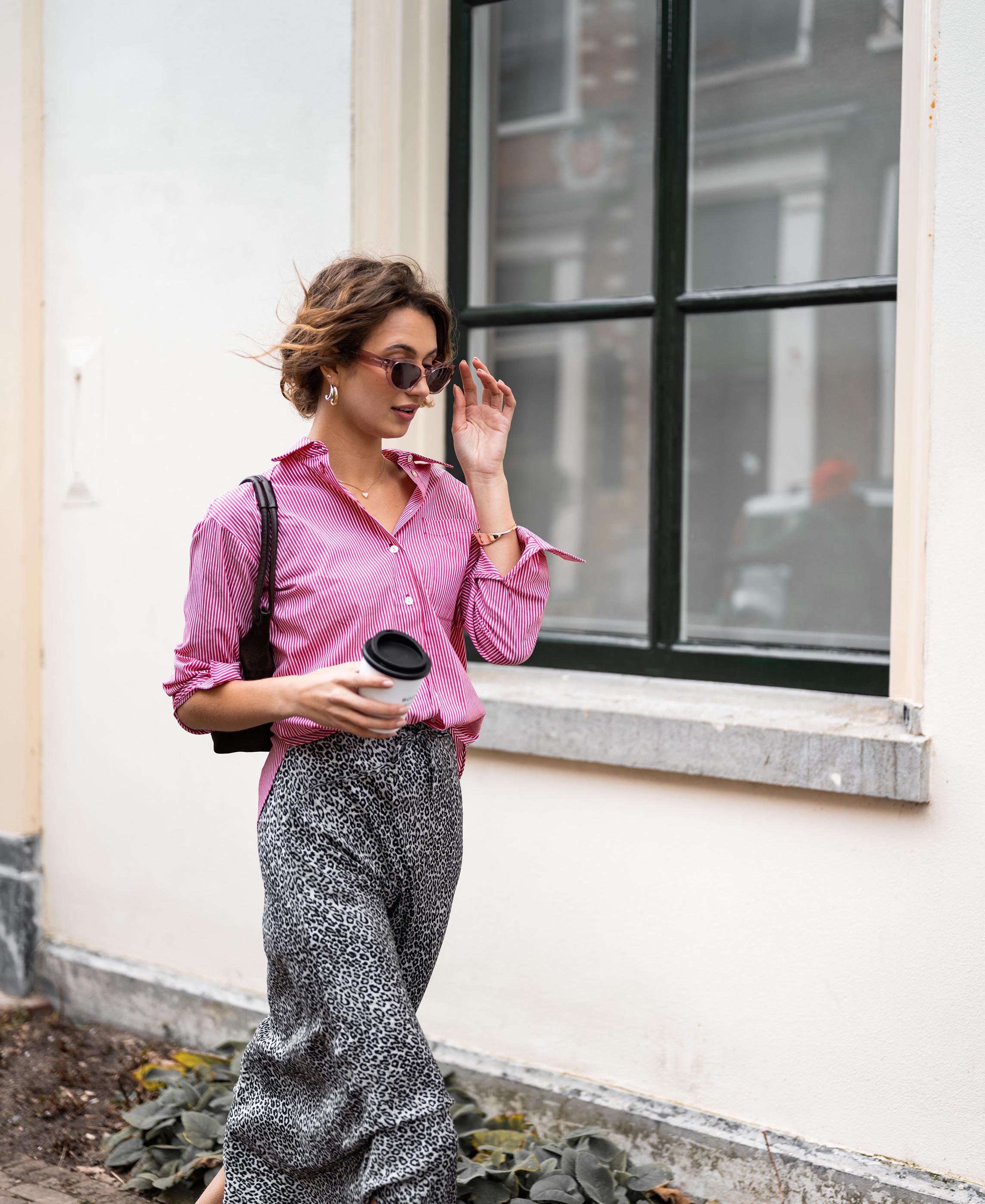 Blouse LA PASCALLE Rood gestreept