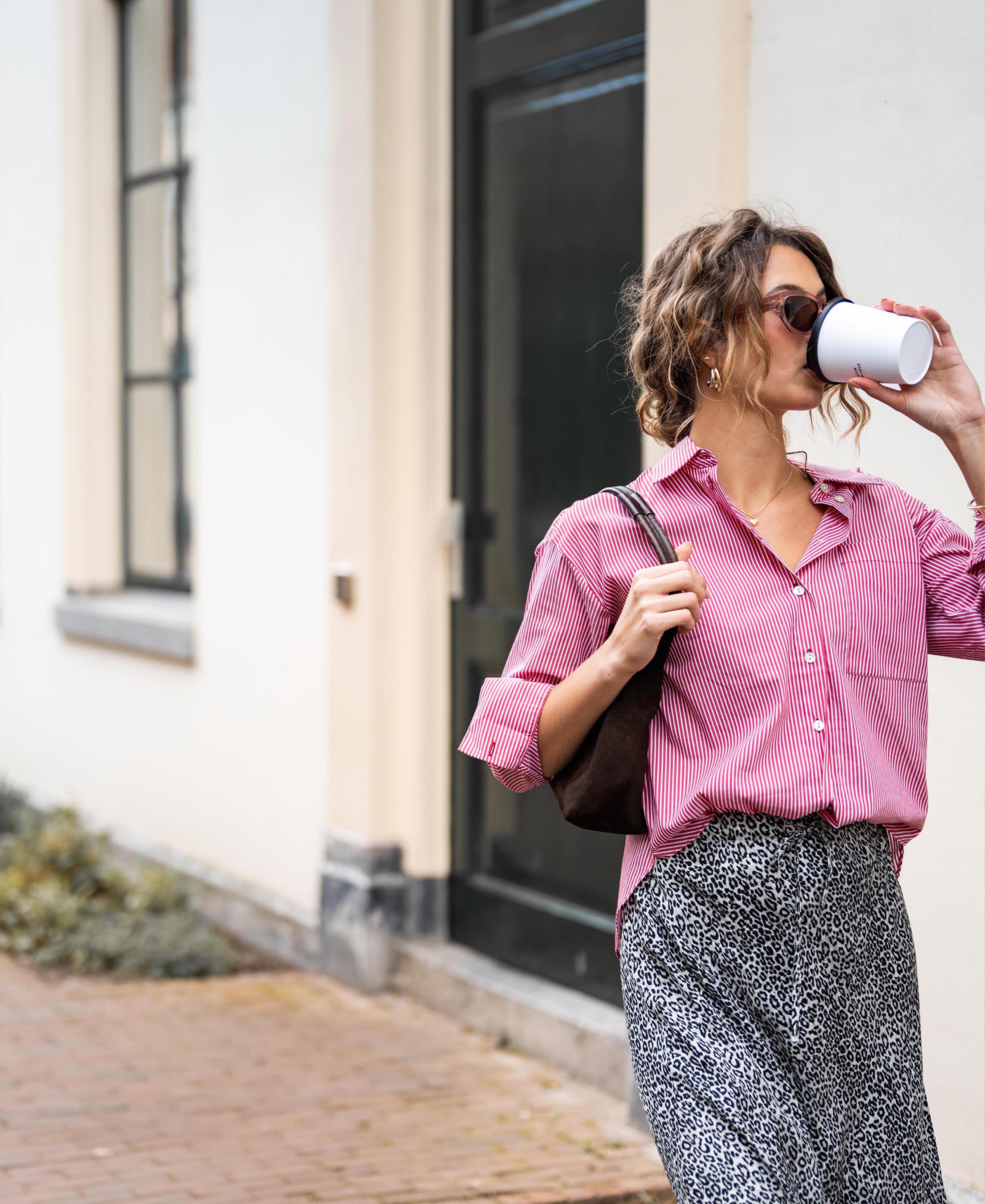 Blouse LA PASCALLE Rood gestreept