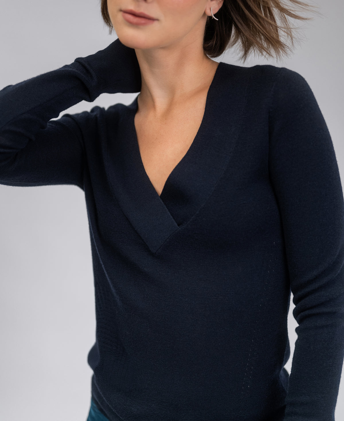 V-Neck Merino Sweater LA PHILOU Dark Blue