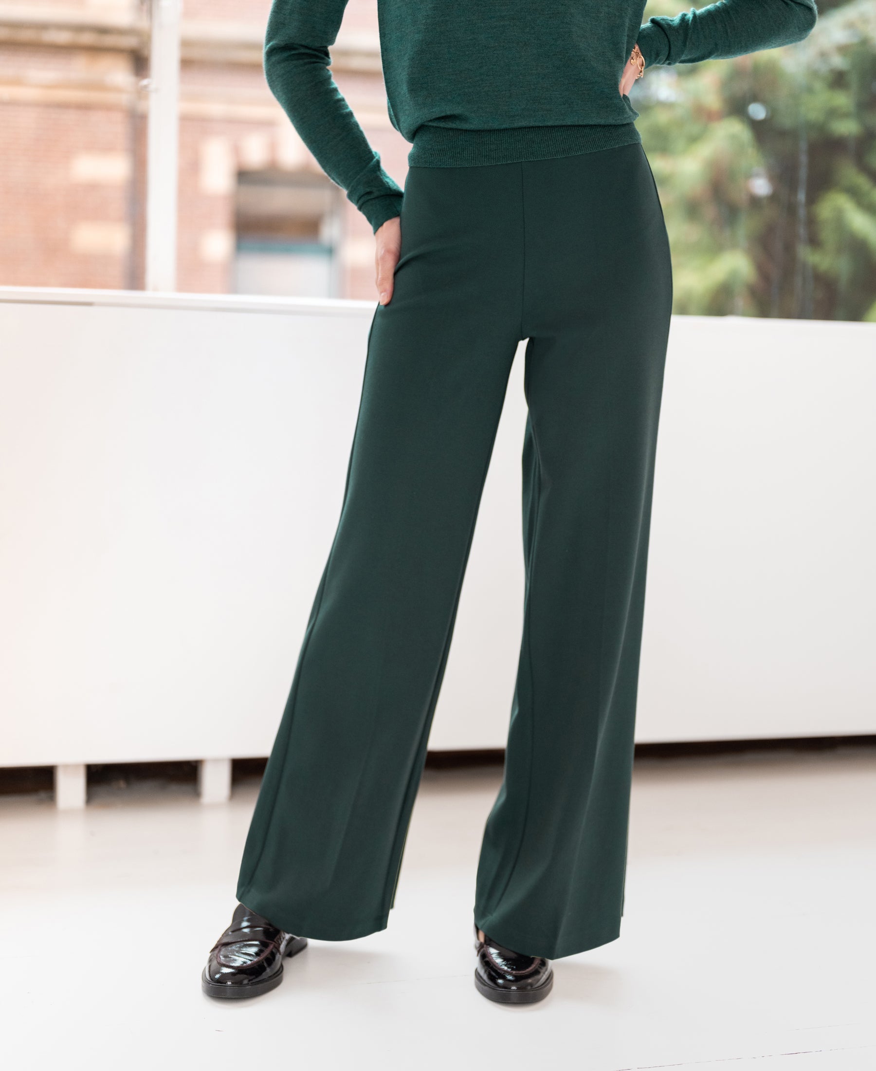 Broek met wijde pijp LA POISY Groen