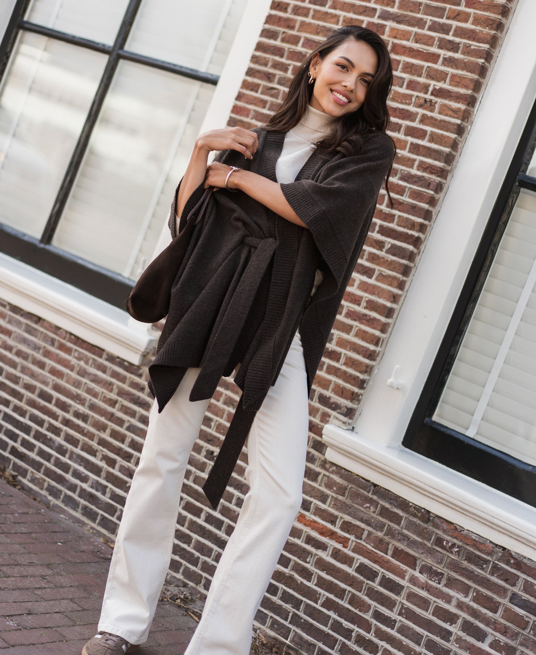 Merino wool LA PONCHO Coffee