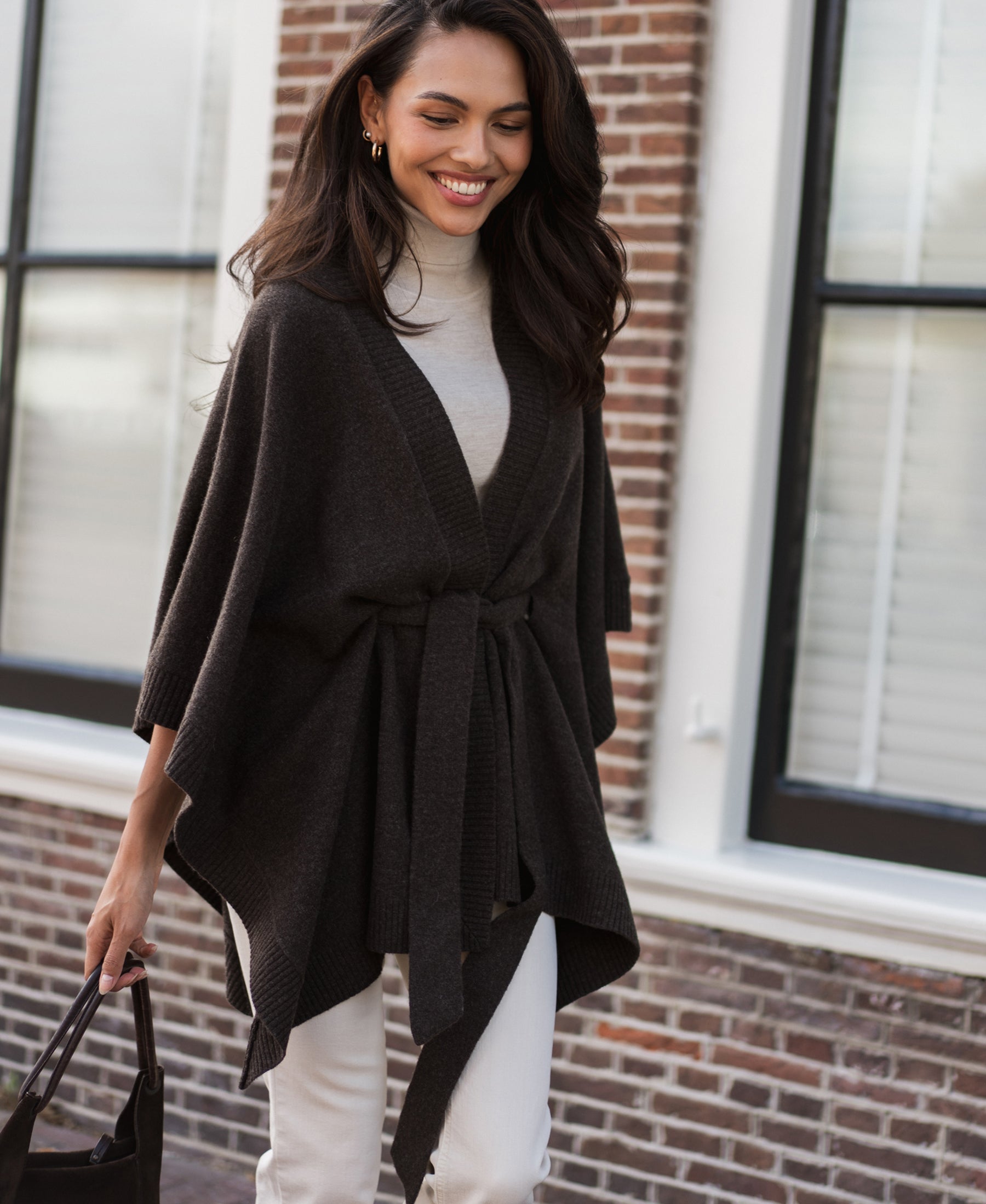 Merino wool LA PONCHO Coffee