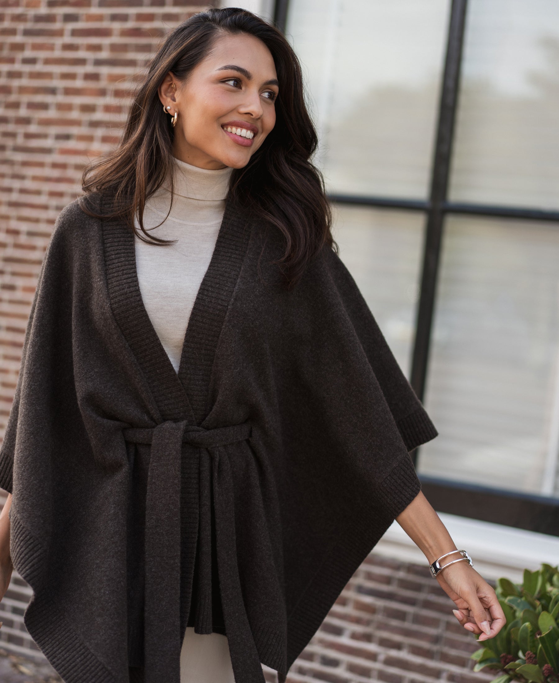 Merino wool LA PONCHO Coffee