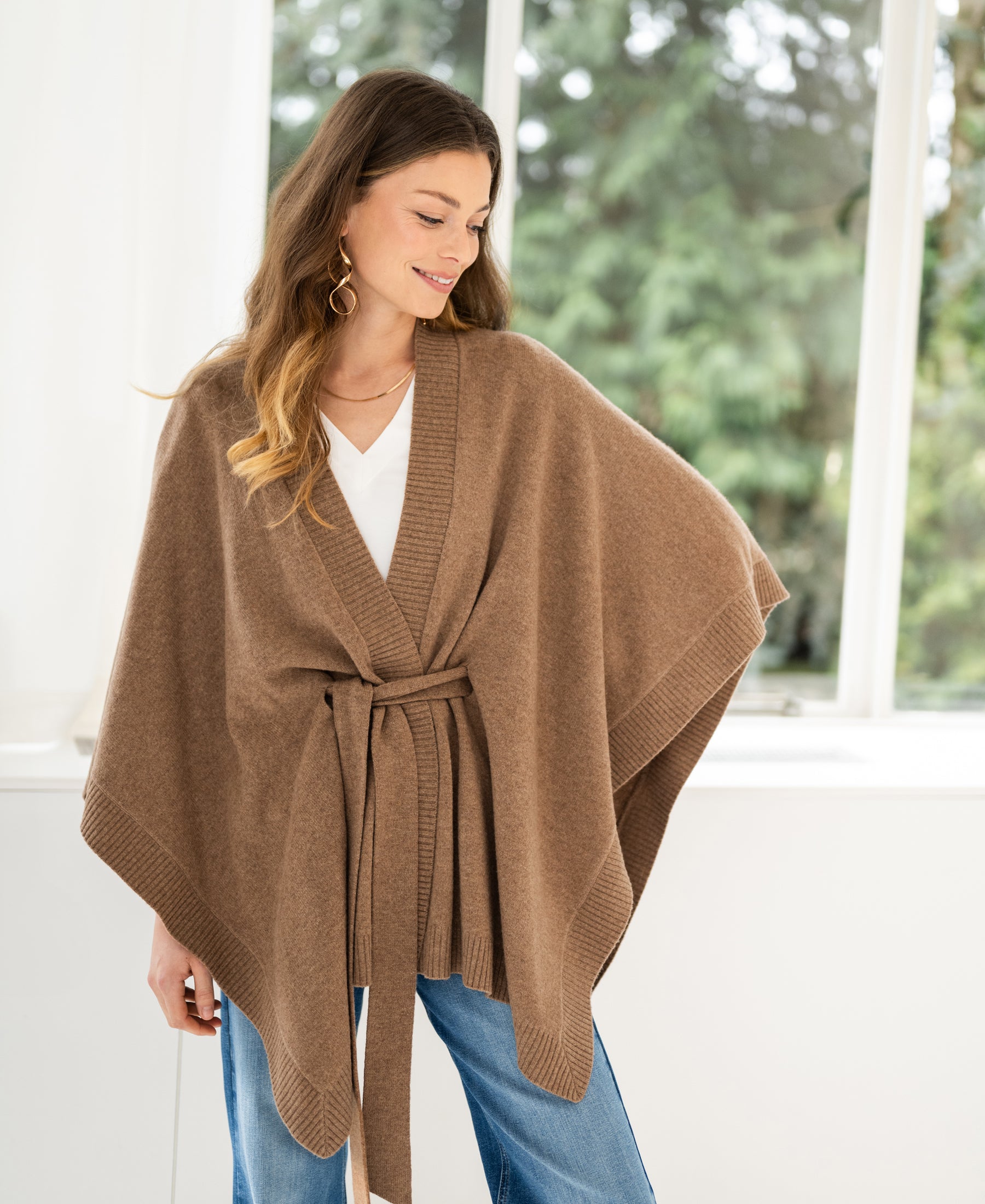 Merino wool LA PONCHO Camel