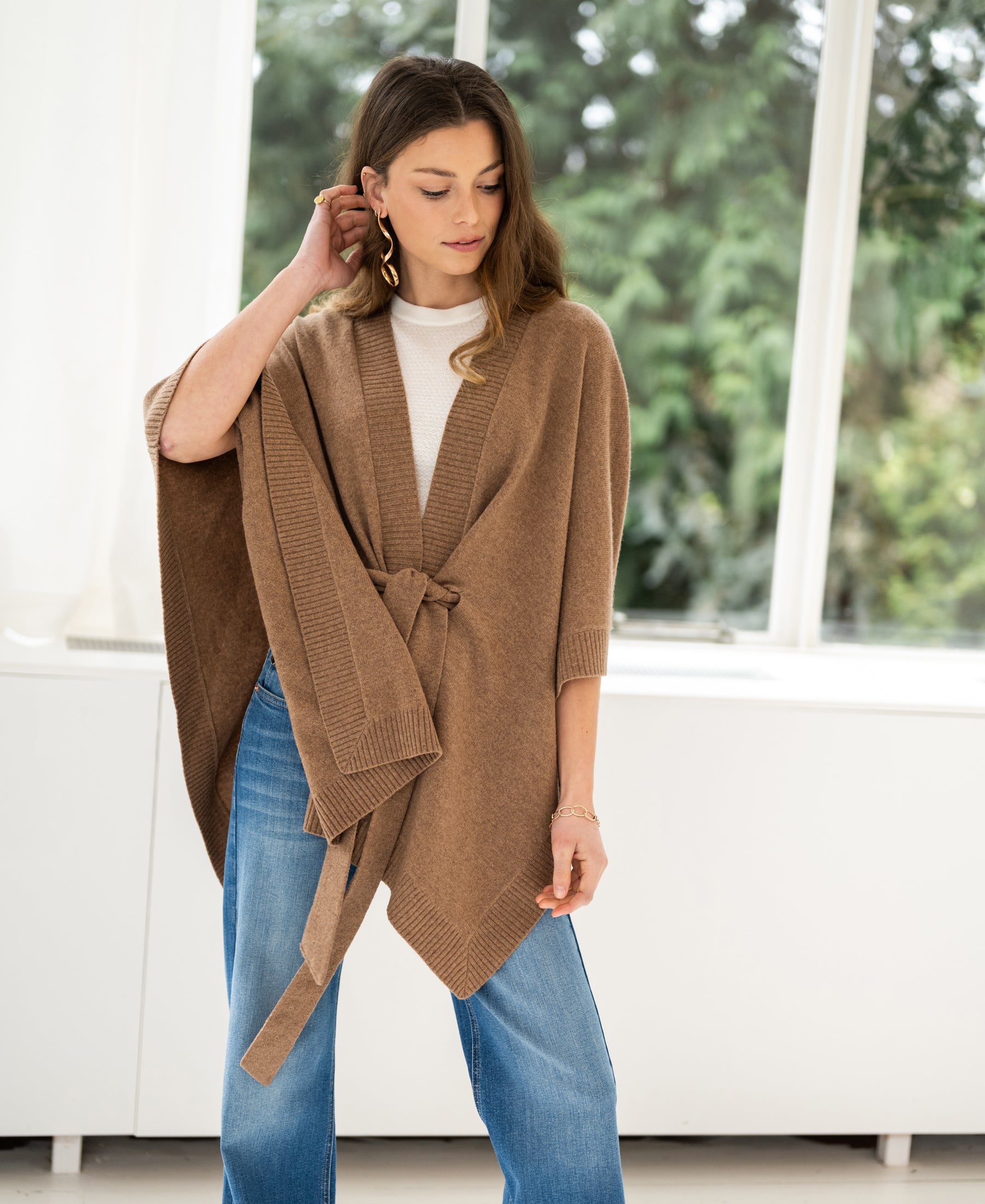 Merino wool LA PONCHO Camel
