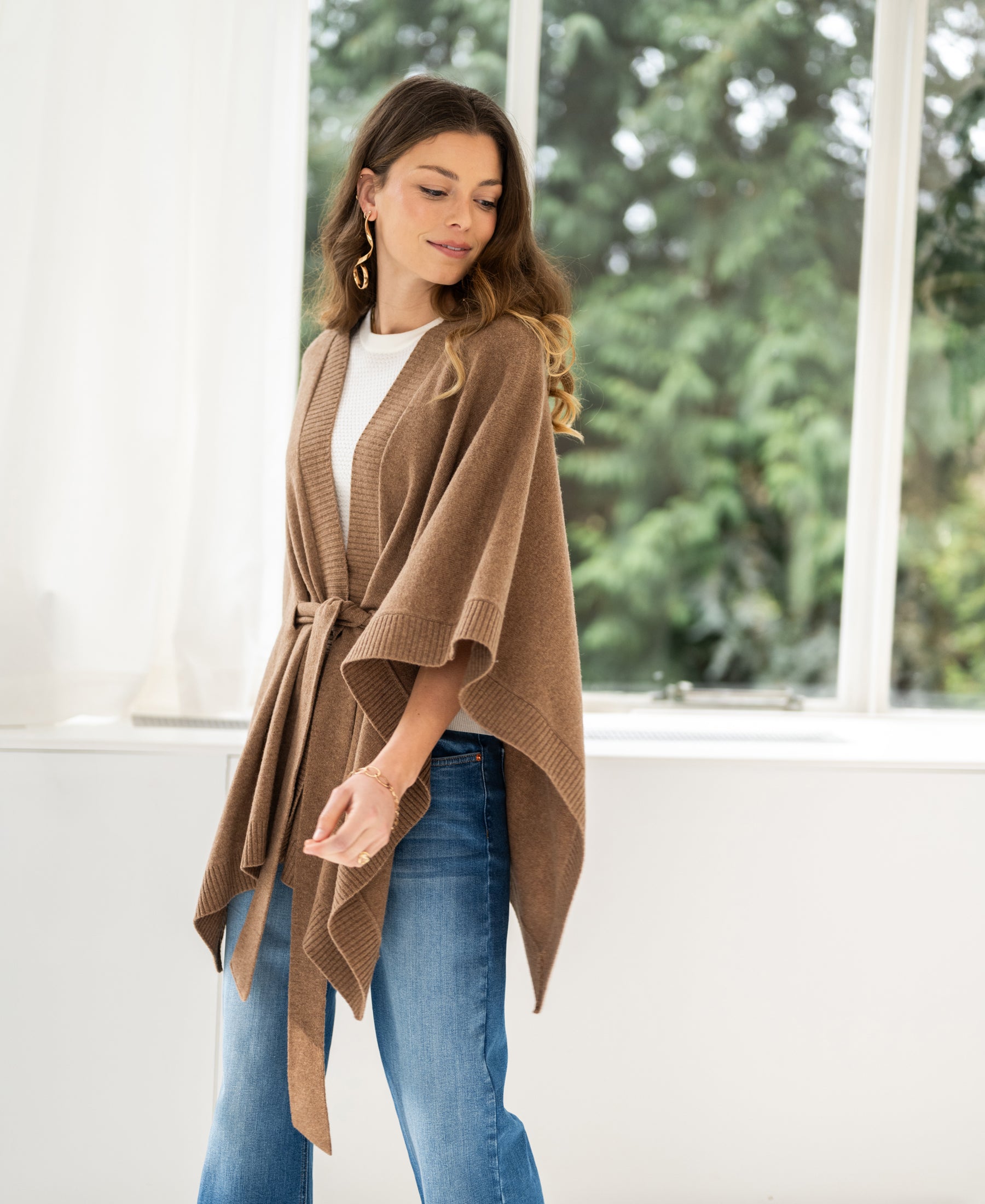 Merino wool LA PONCHO Camel
