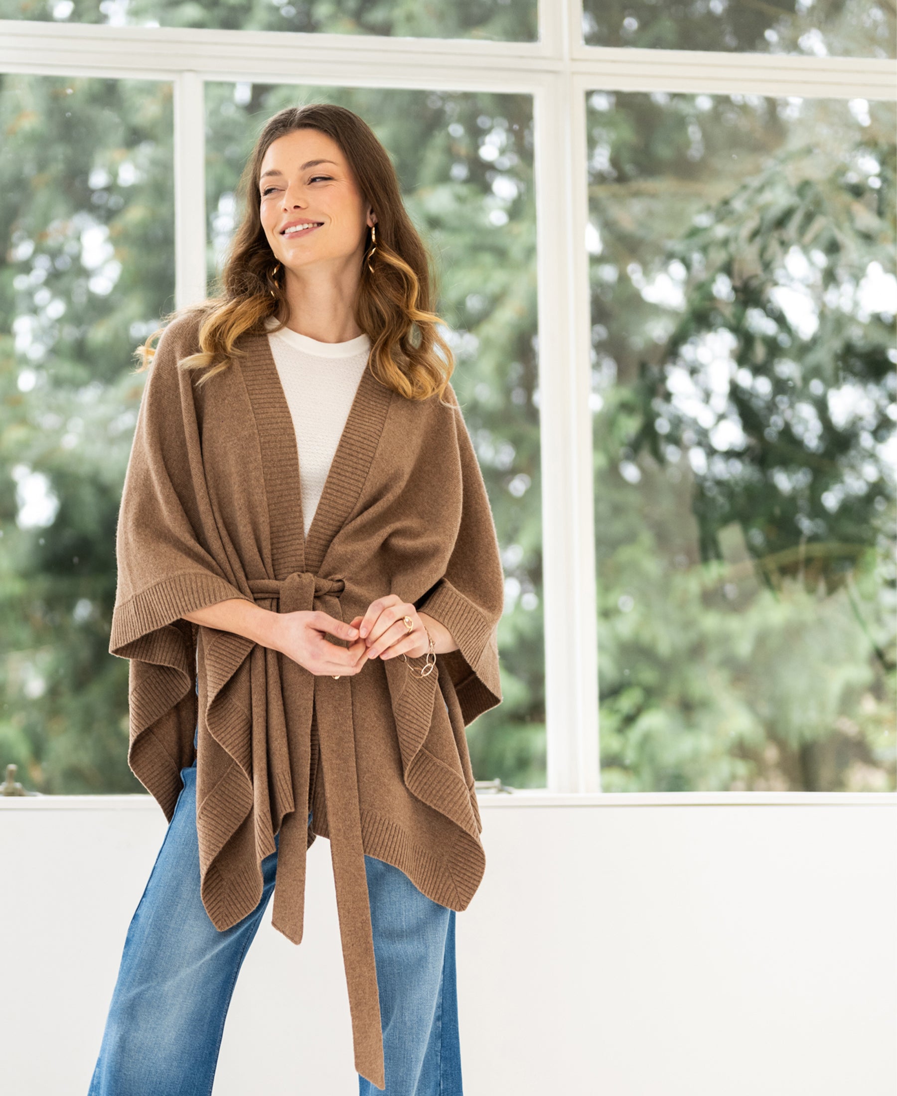 Merino wool LA PONCHO Camel