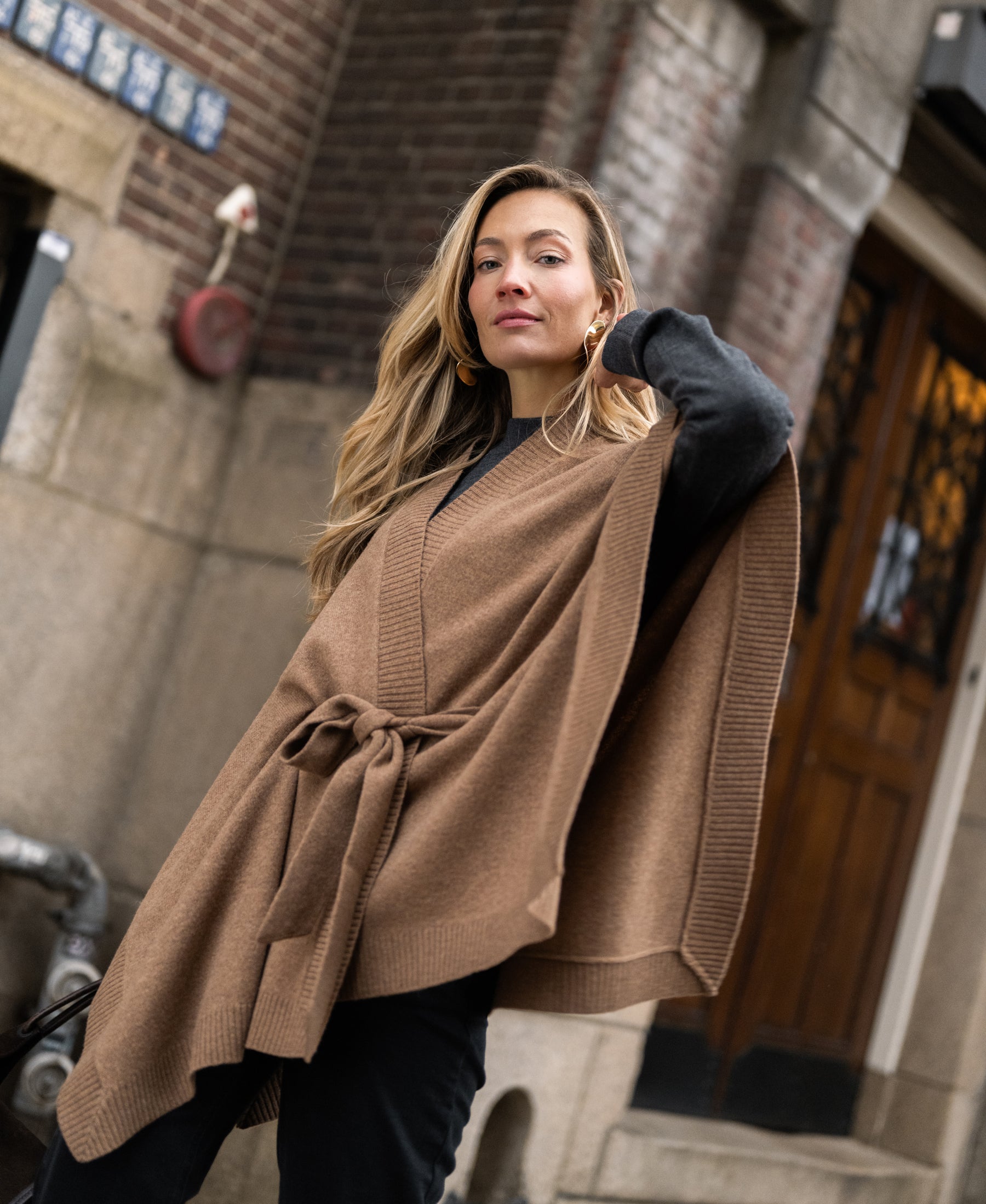 Merino wool LA PONCHO Camel