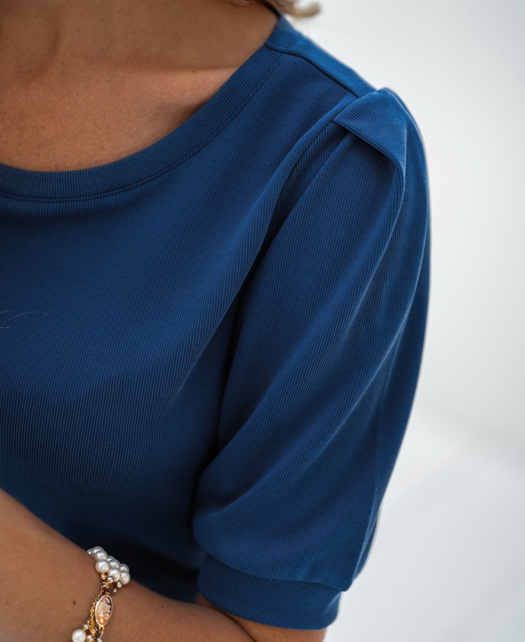 Rippen-T-Shirt LA PHILA Kobalt