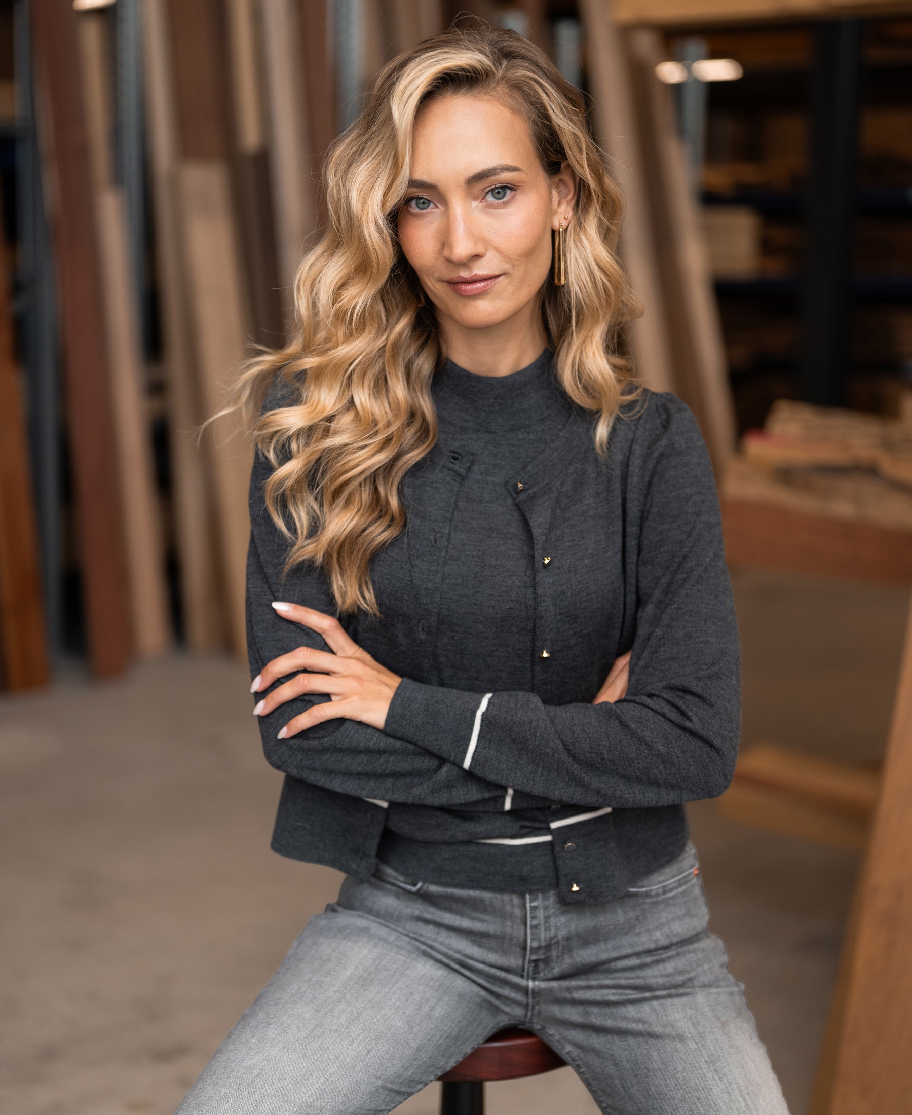 Cardigan LA SARA Anthracite-Ivory