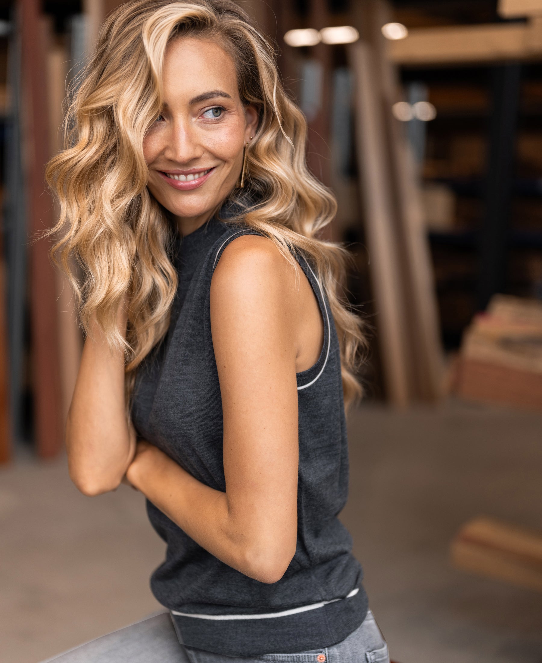 Merino-Oberteil LE GABRIEL Anthrazit-Elfenbein