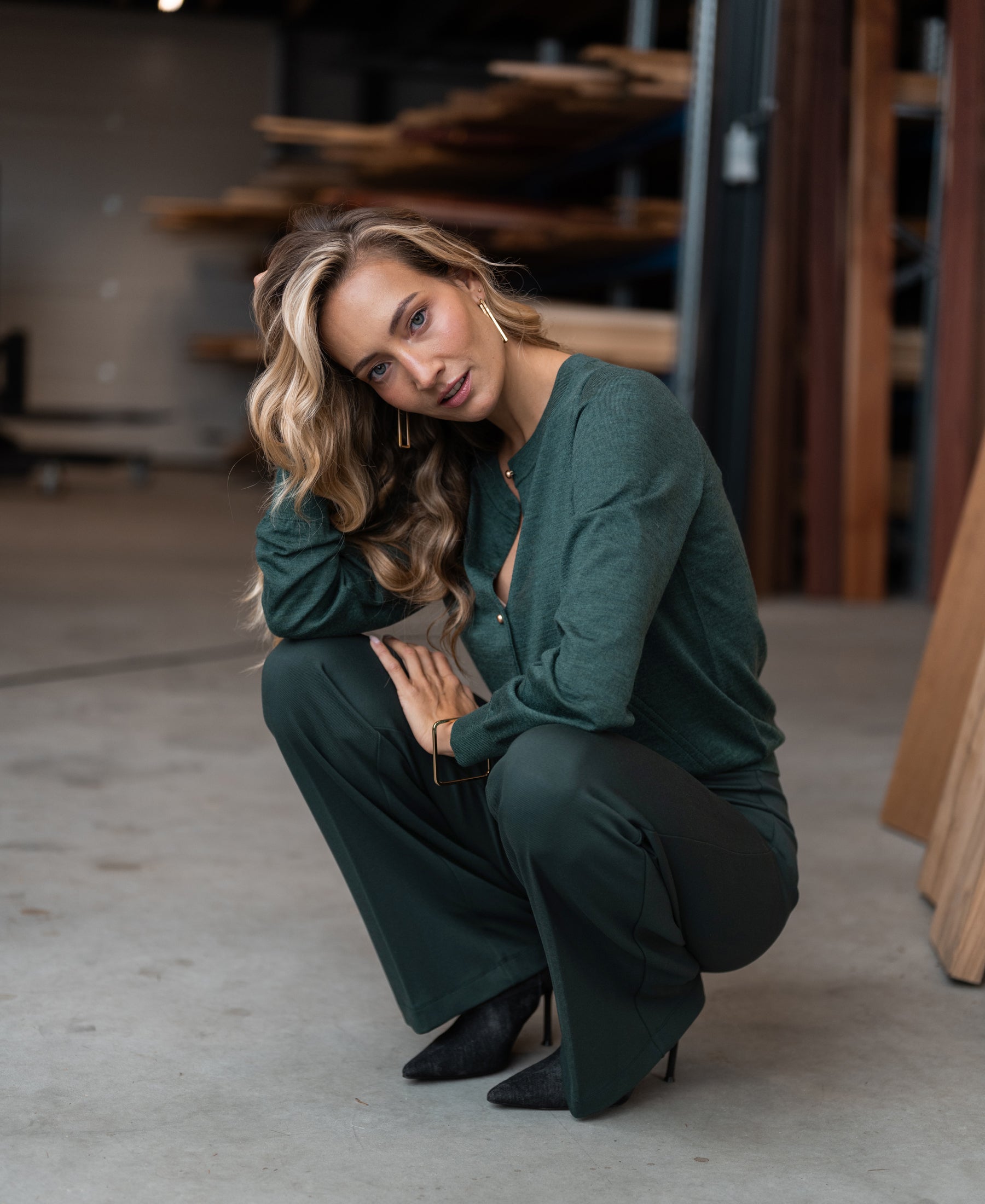 Wide-leg trousers LA POISY Dark Green