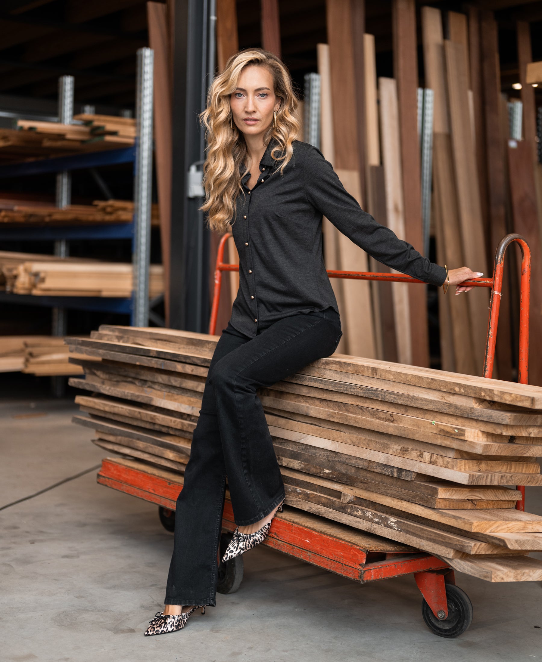 Travel jersey blouse LA CHERISE Anthracite