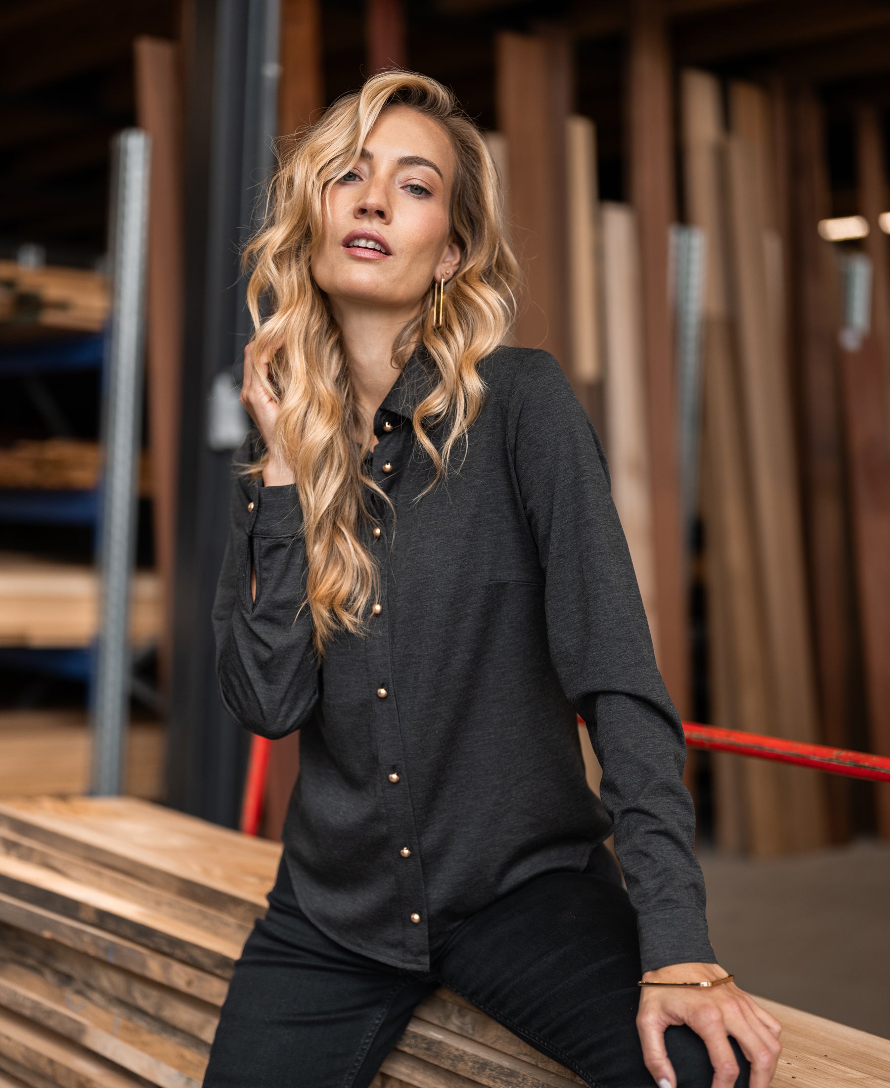 Travel jersey blouse LA CHERISE Anthracite