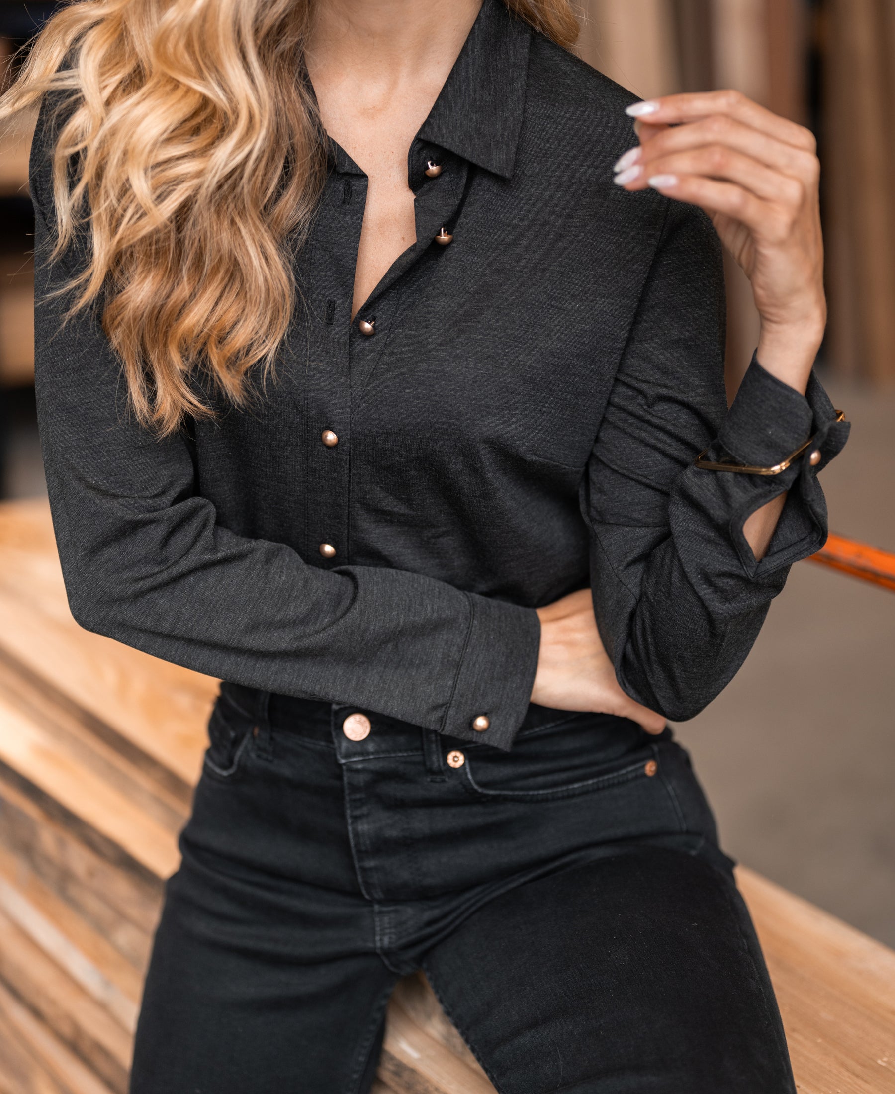 Travel blouse LA CHERISE Antraciet