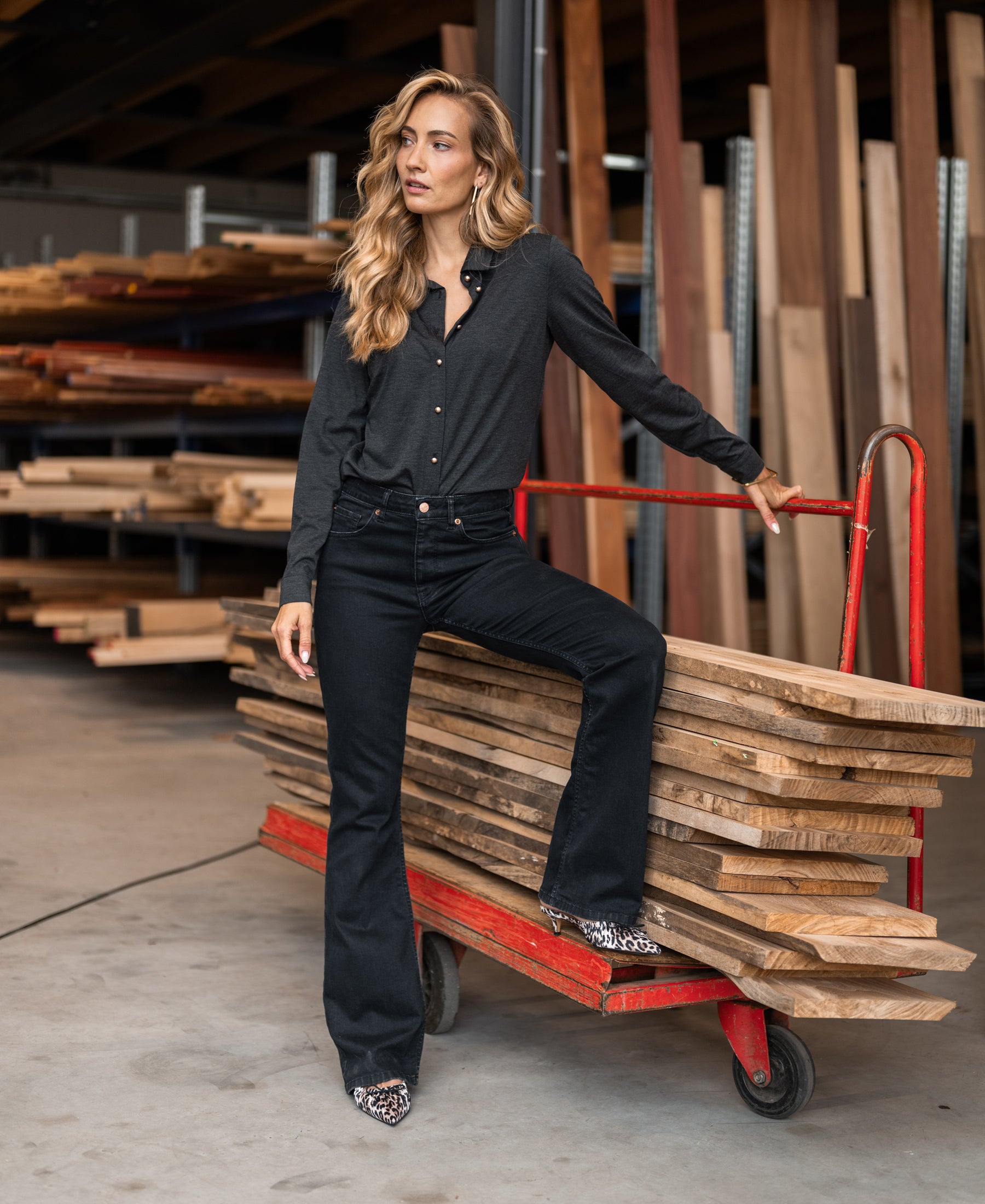 Travel jersey blouse LA CHERISE Anthracite