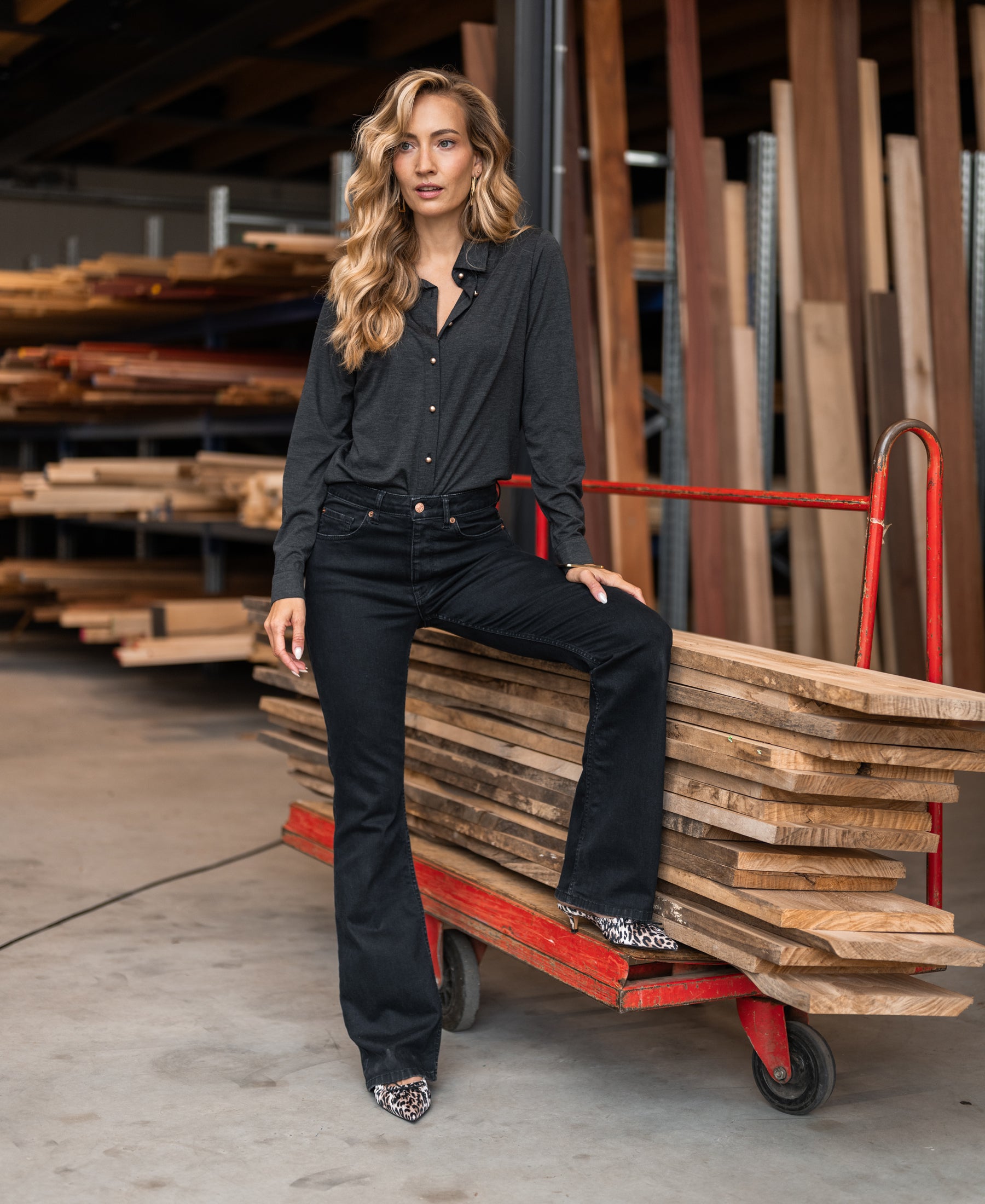 Travel jersey blouse LA CHERISE Anthracite