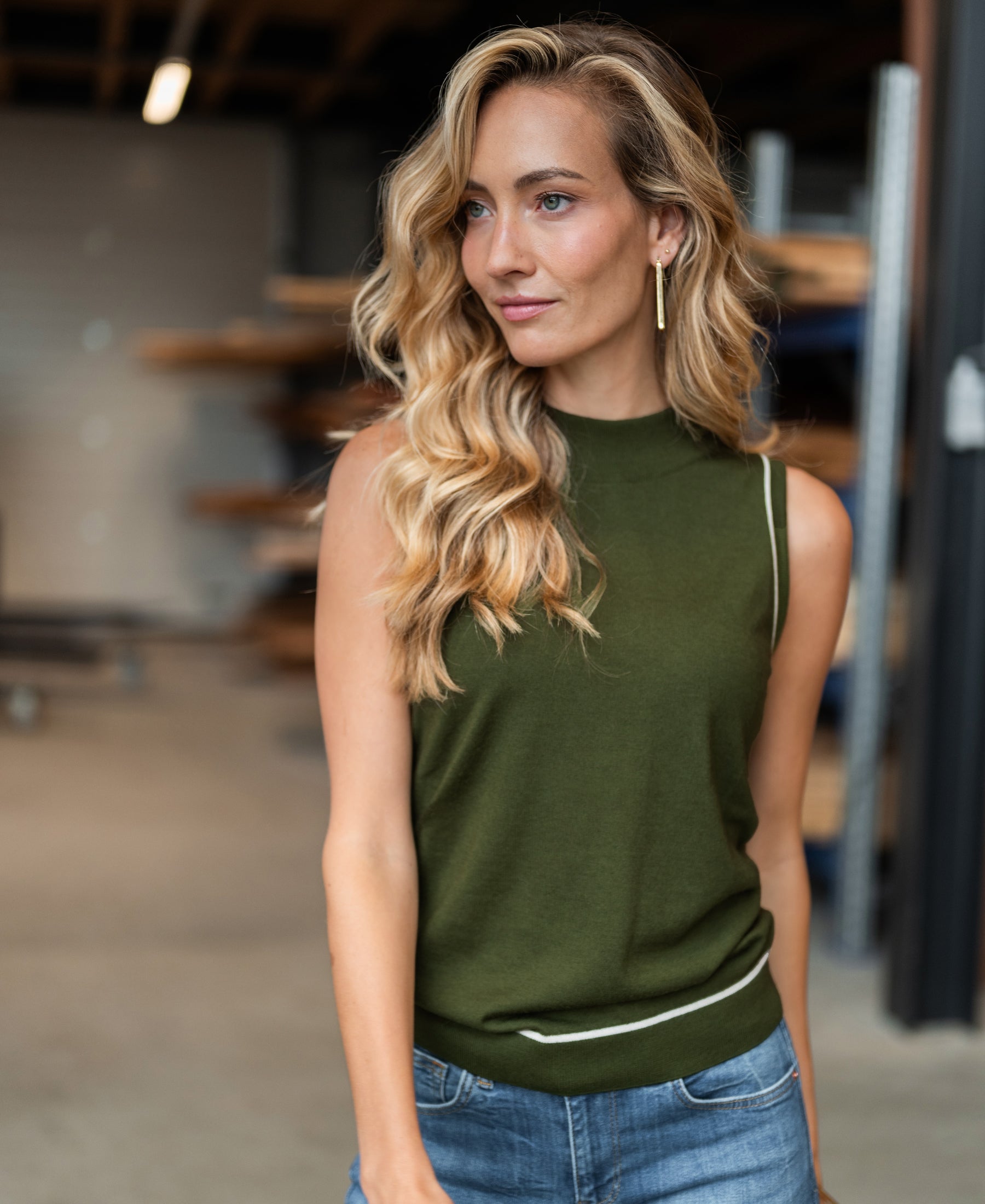 Merino-Oberteil LE GABRIEL Armee-Elfenbein