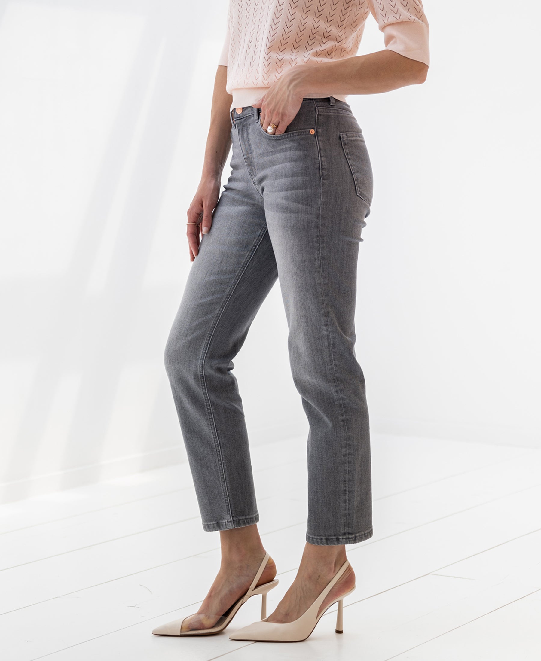 Cropped jeans LE GUY Grey Stonewash