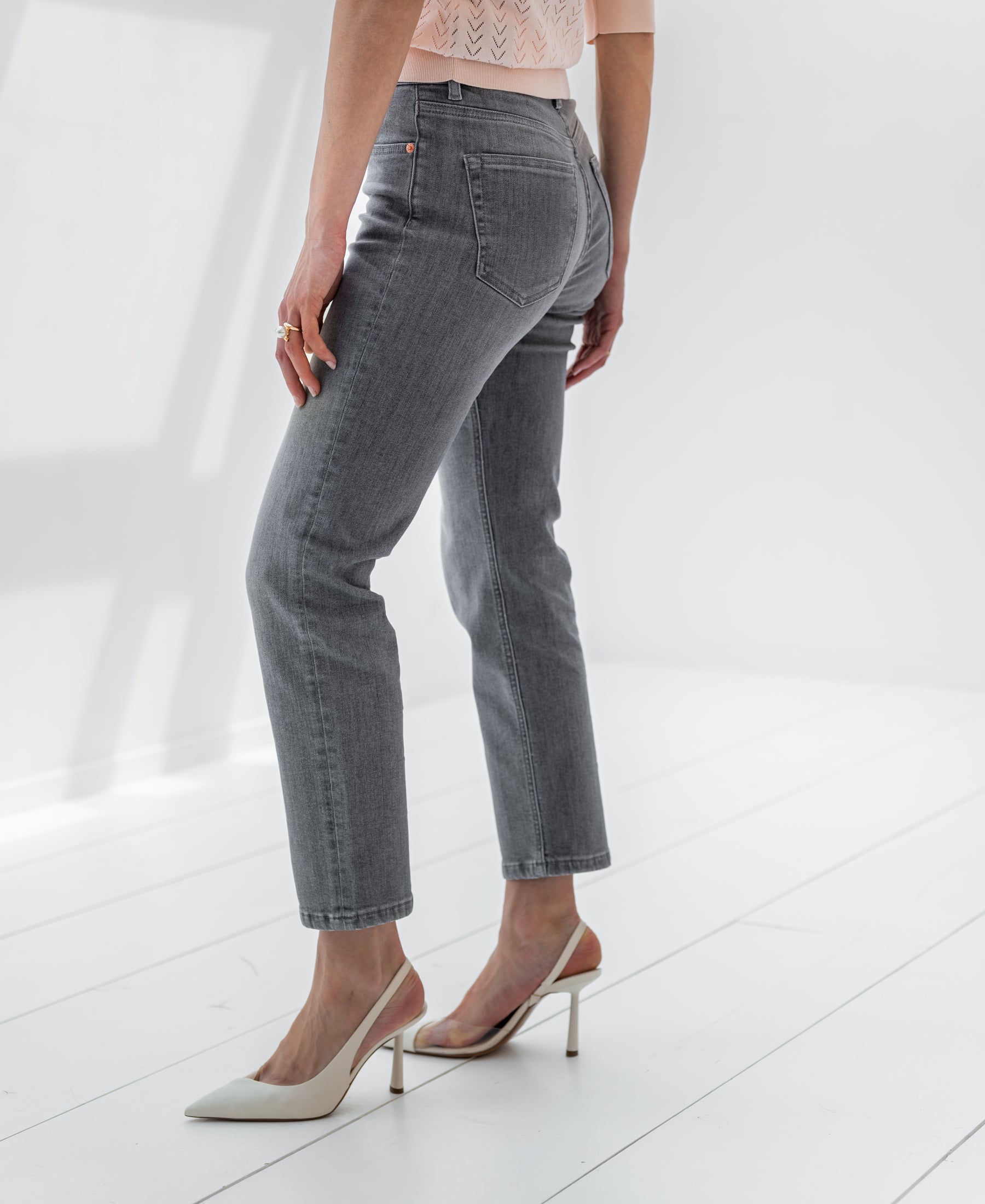 Cropped jeans LE GUY Grey Stonewash