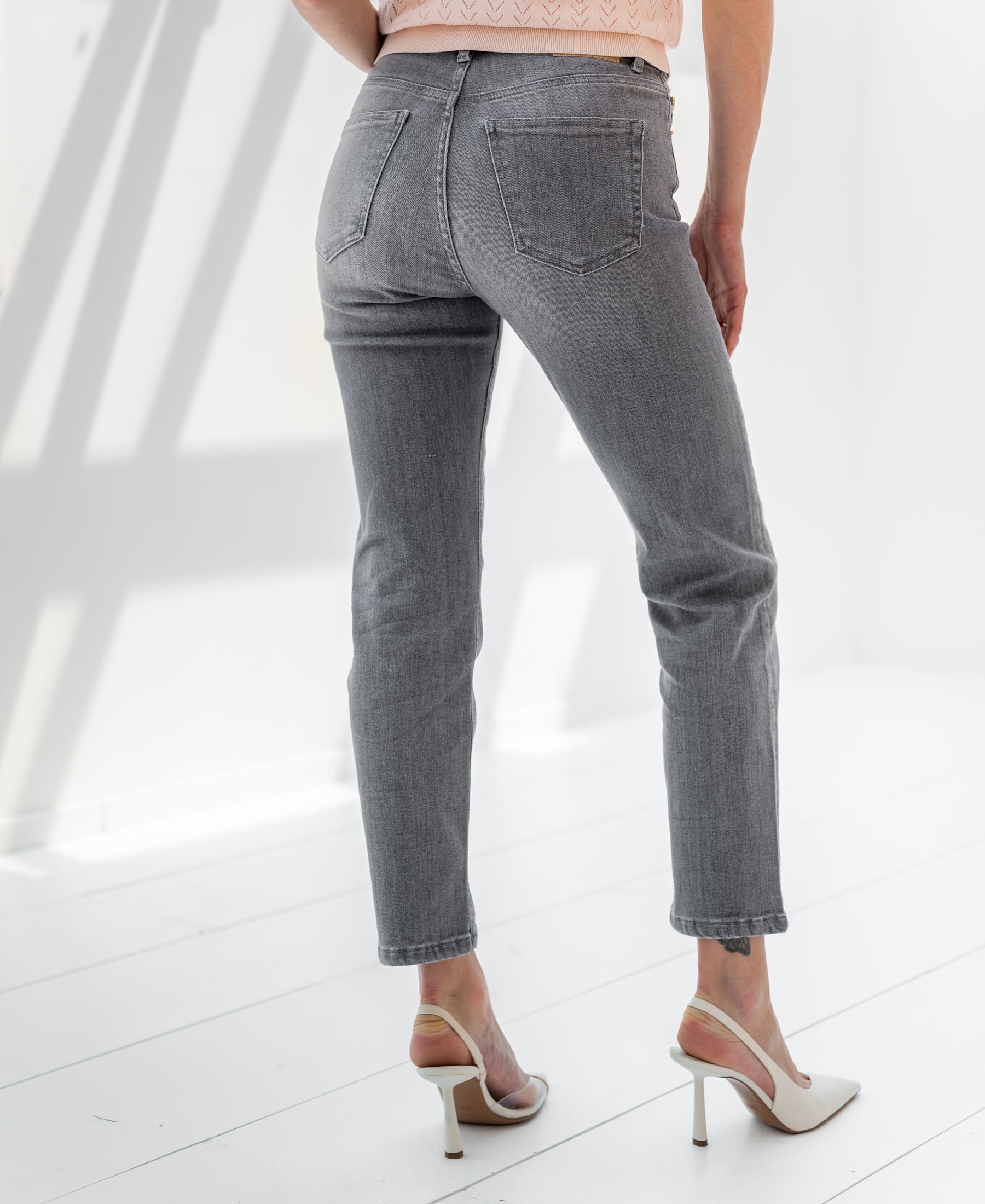 Cropped jeans LE GUY Grey Stonewash