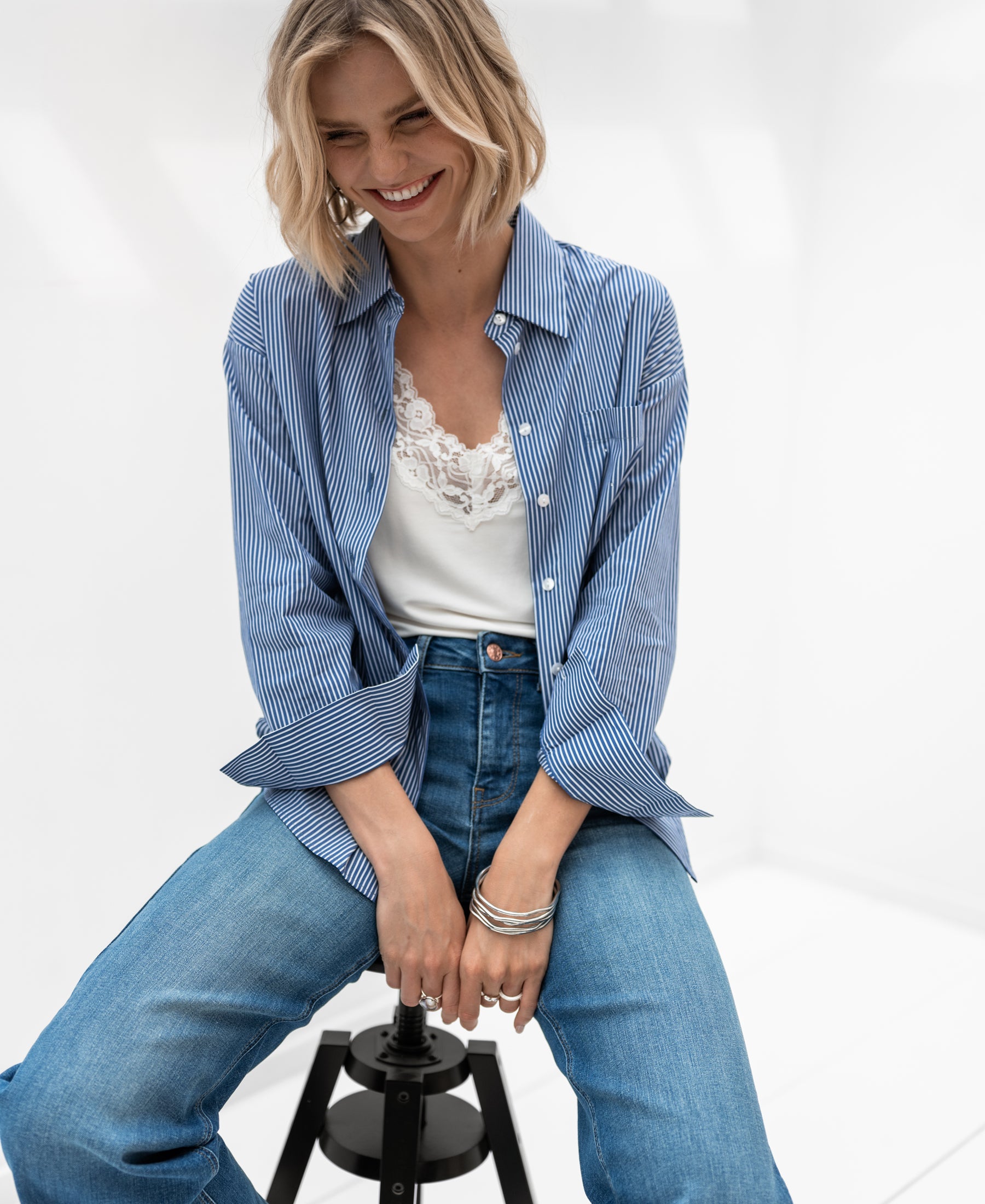 Blouse LA PASCALLE Blue striped