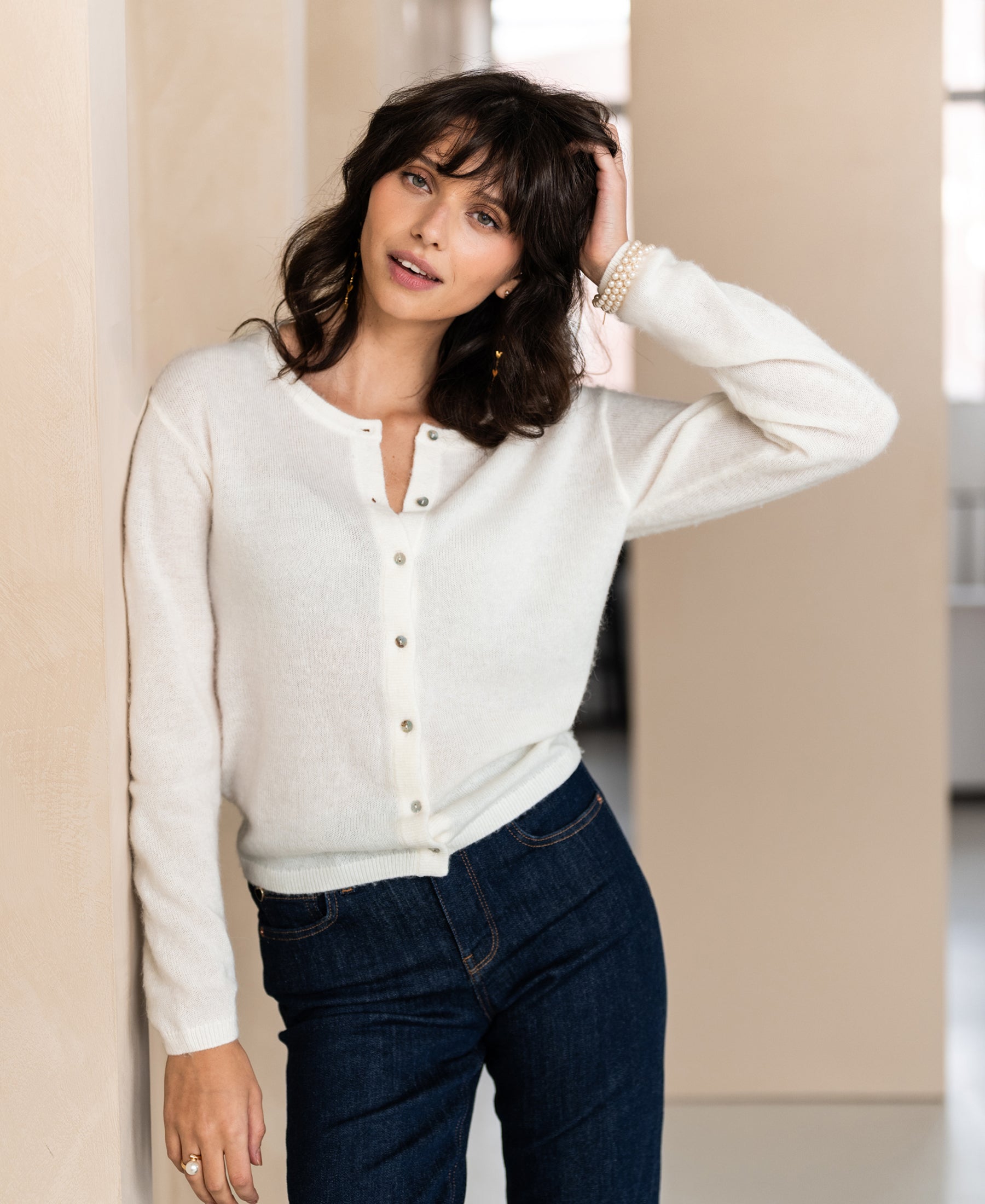 SALE ivory LA QUARTE woolly vest.