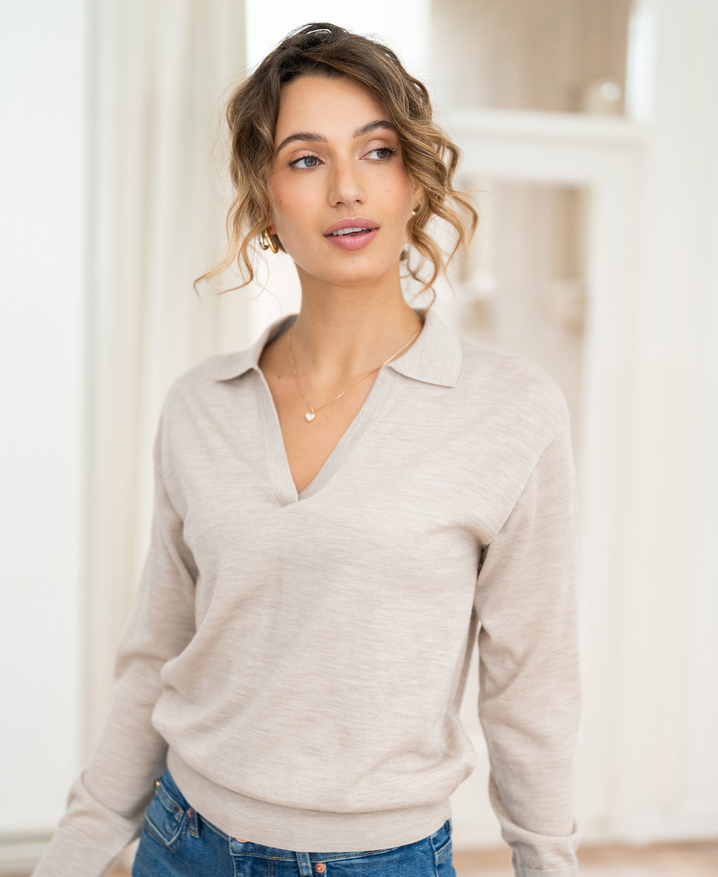 Merino-Poloshirt LE RALPH Light Sand