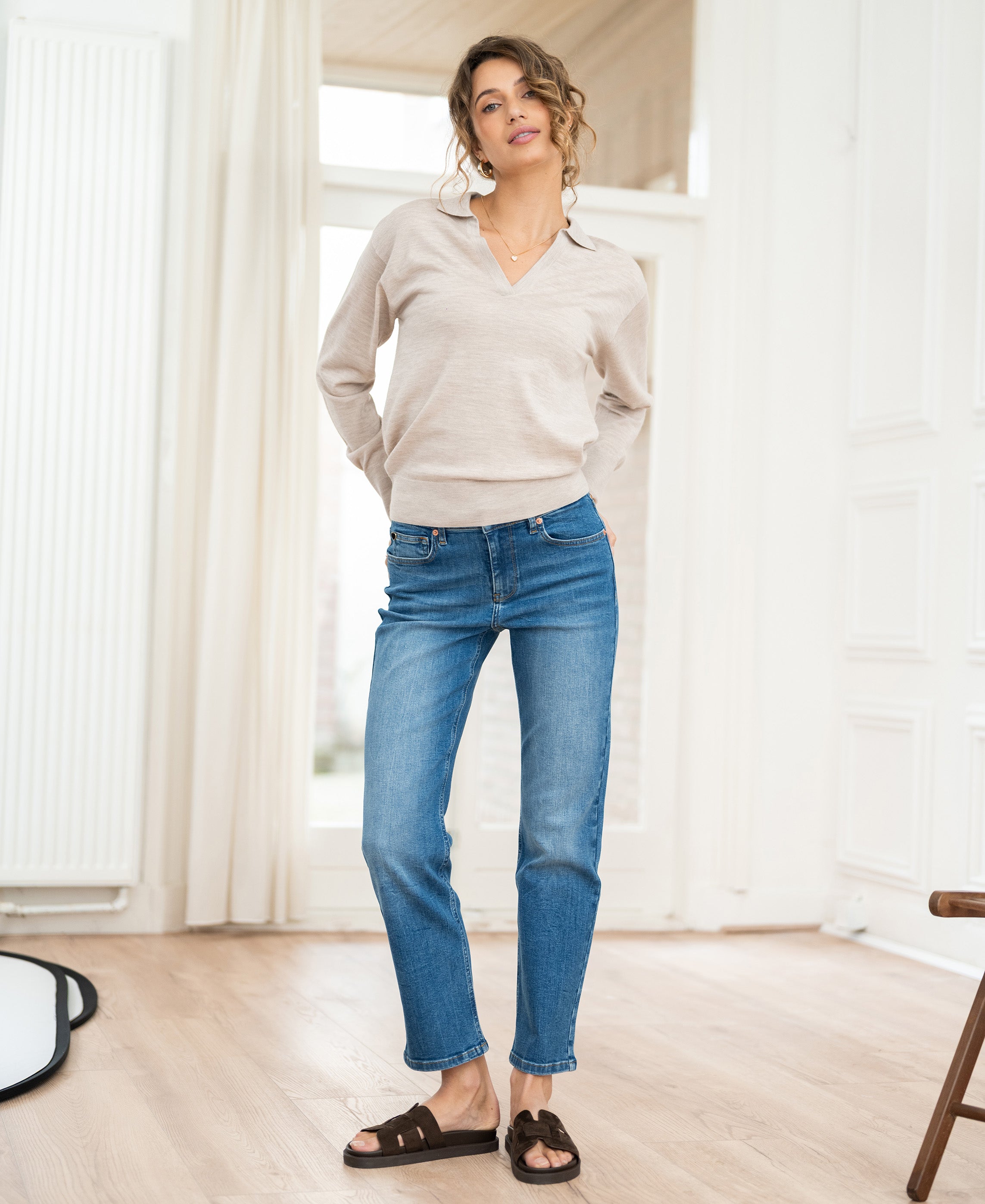 Merino-Poloshirt LE RALPH Light Sand