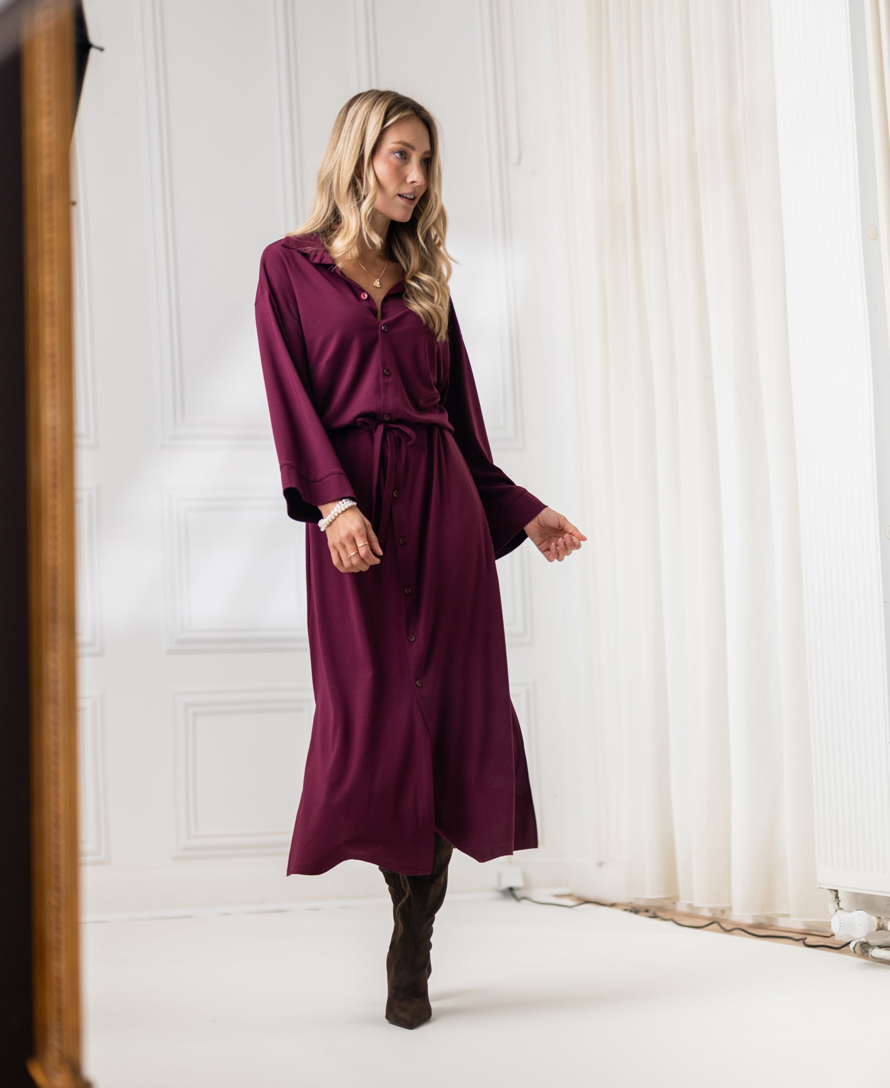 Doorknoopjurk LE RAPHAEL Bordeaux