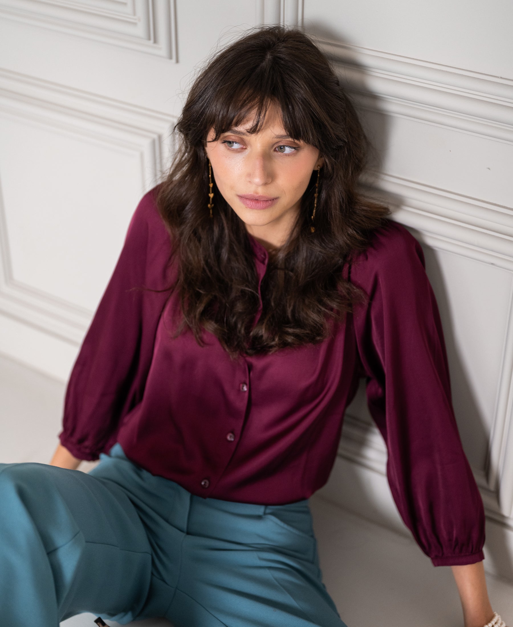 Satin blouse LA RAVA Bordeaux
