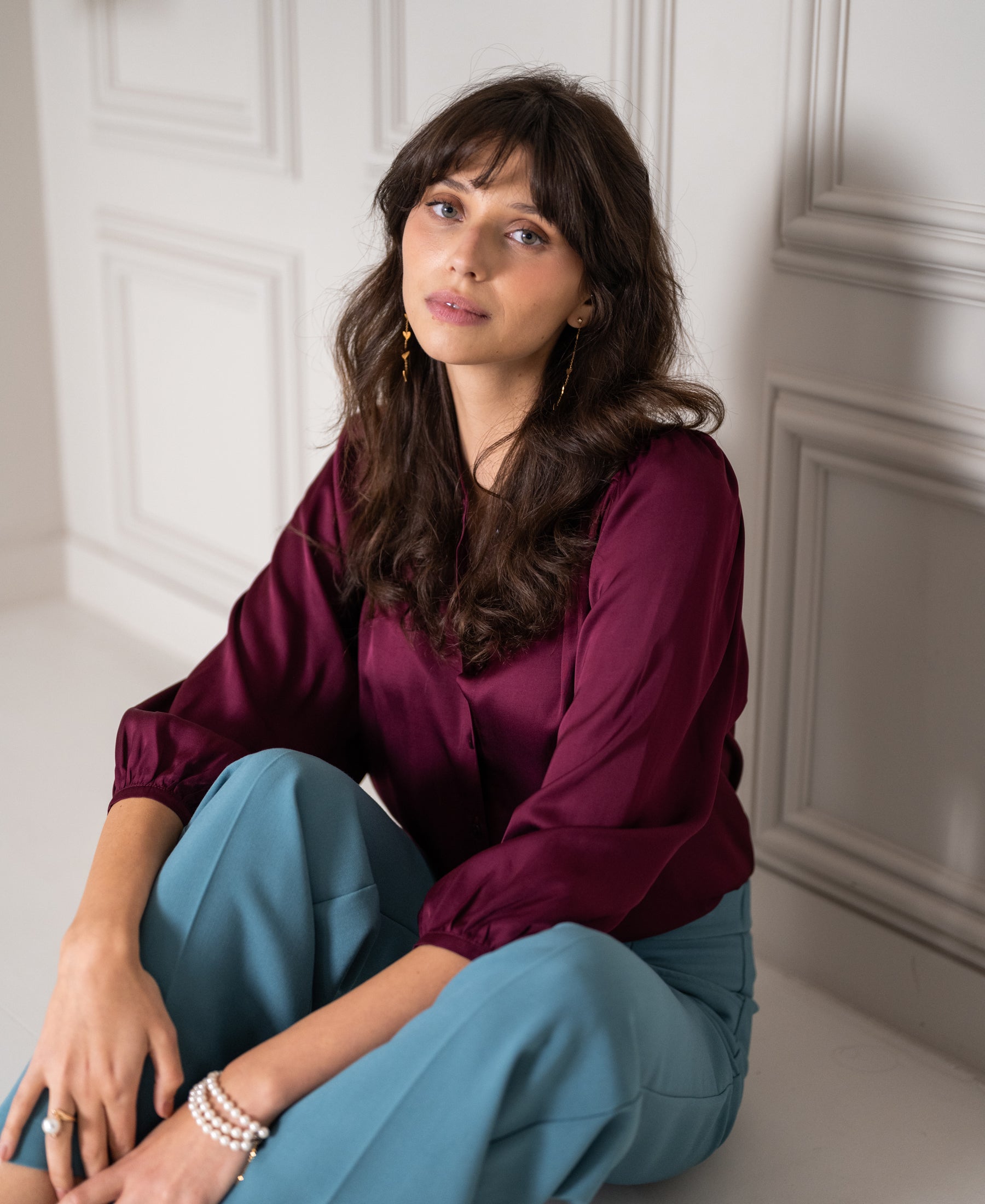 Satin blouse LA RAVA Bordeaux