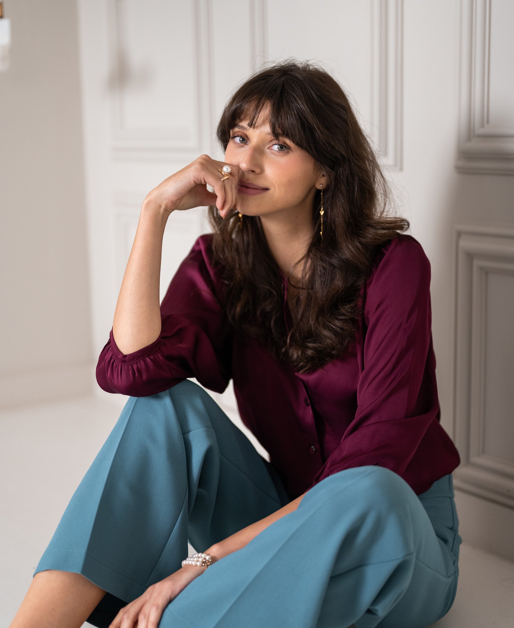 Satin blouse LA RAVA Bordeaux