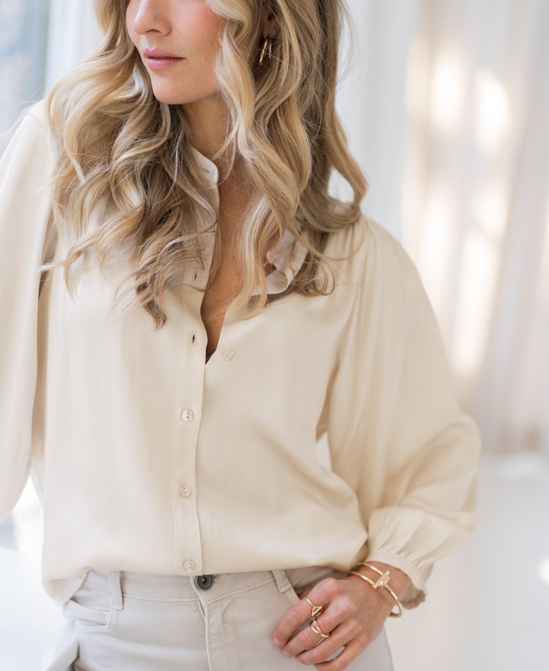 Satinbluse LA RAVA Vanille