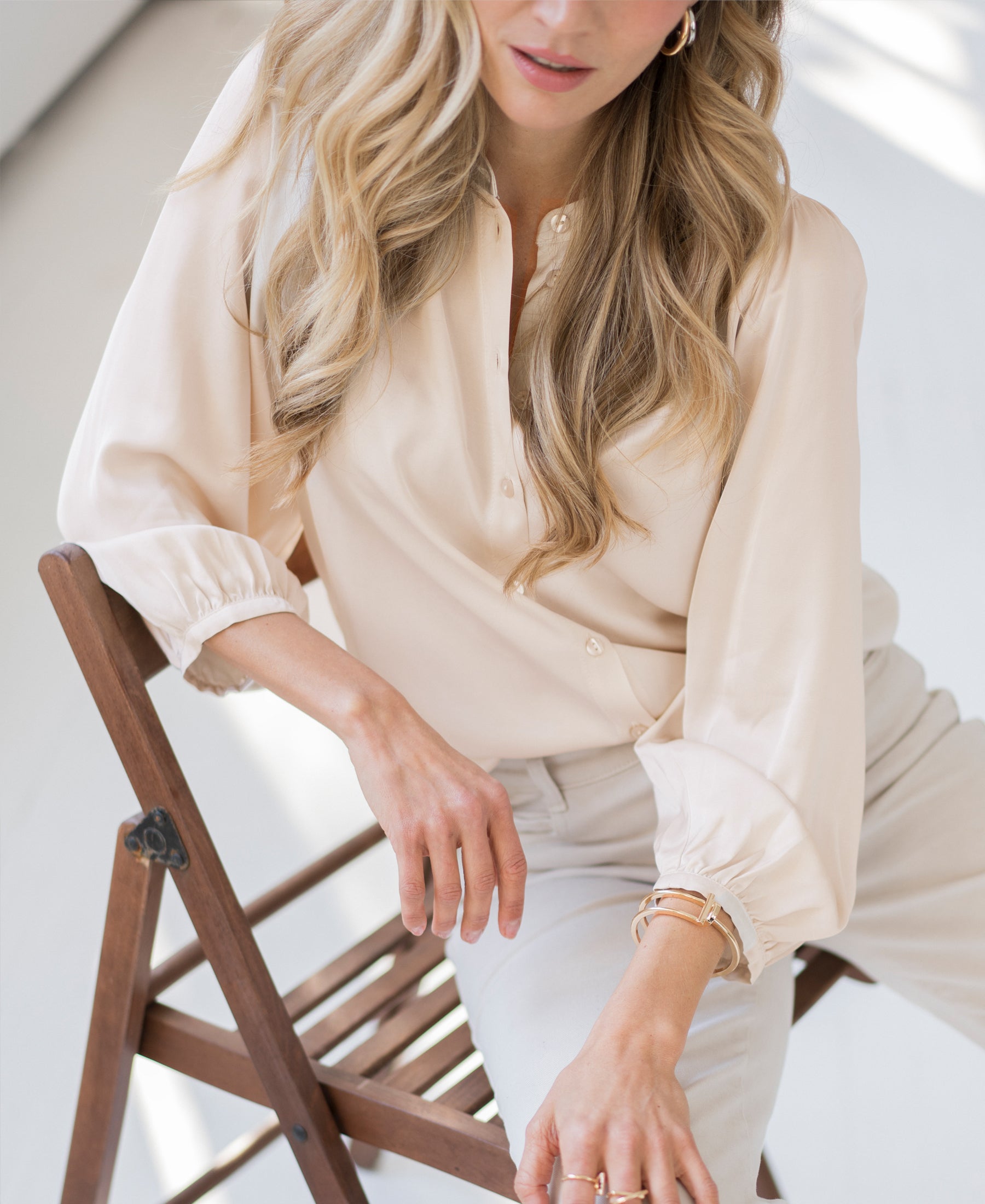 Satinbluse LA RAVA Vanille