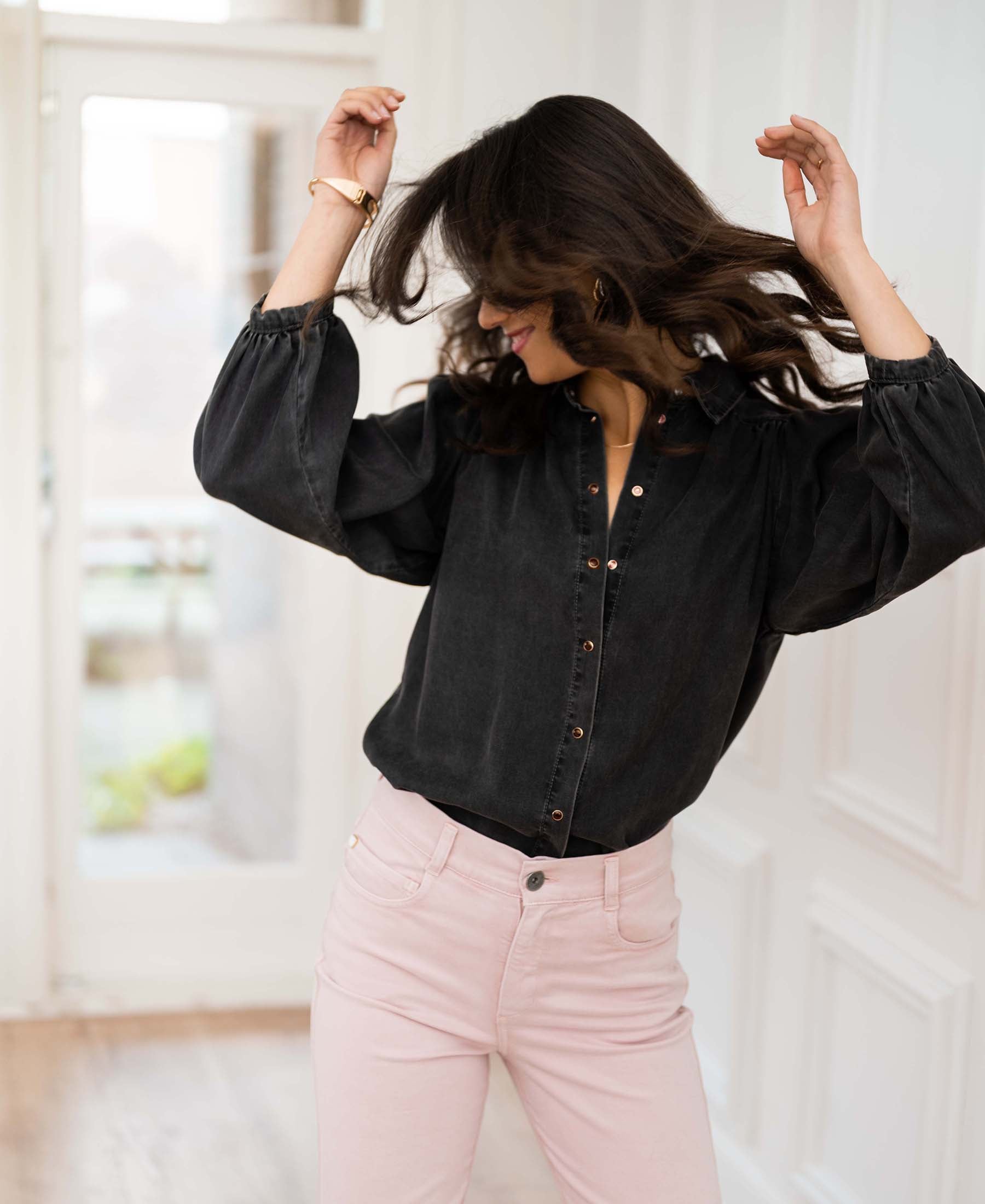 Tencel jeansblouse LA RIVA Charcoal