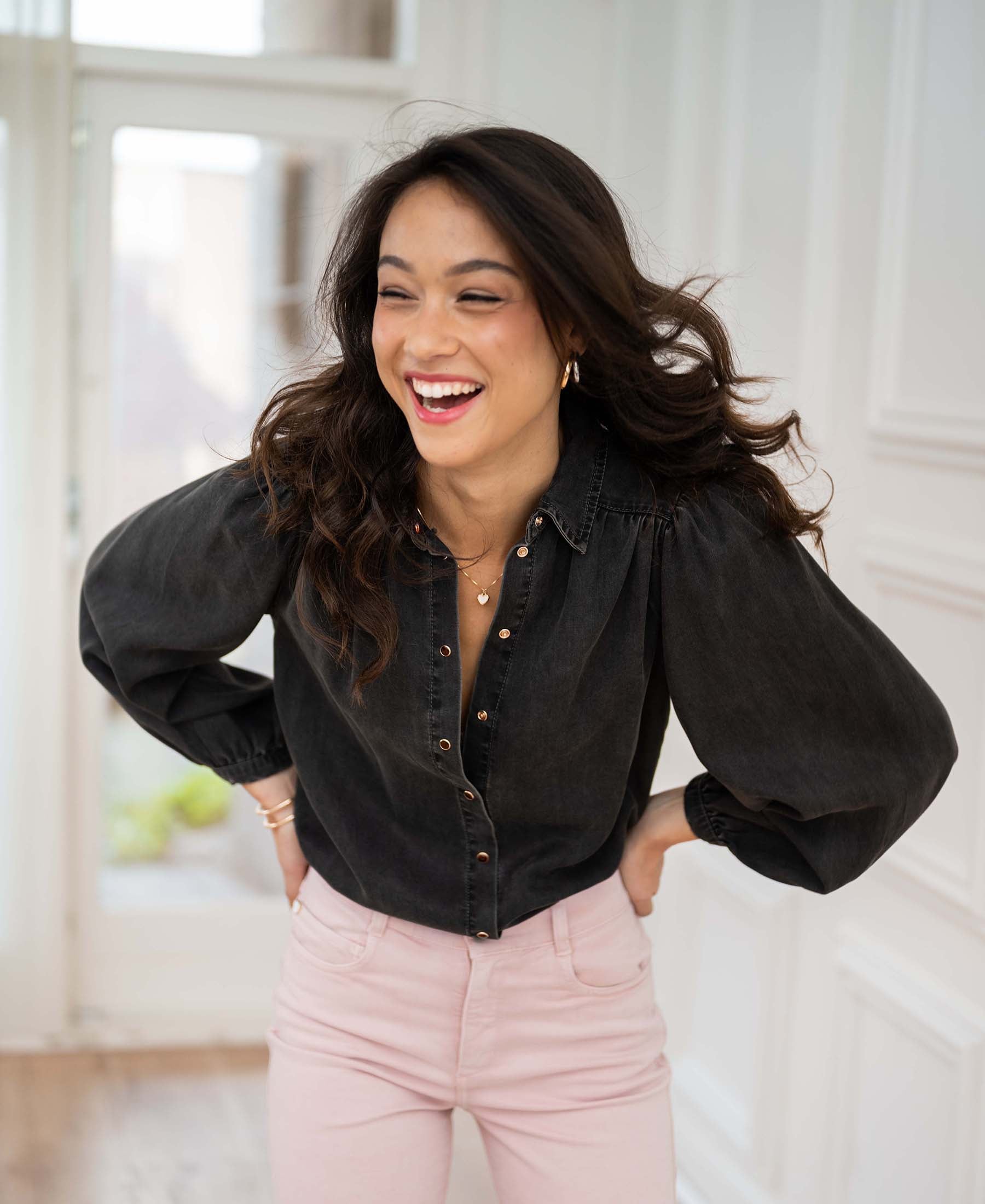 Tencel jeansblouse LA RIVA Charcoal