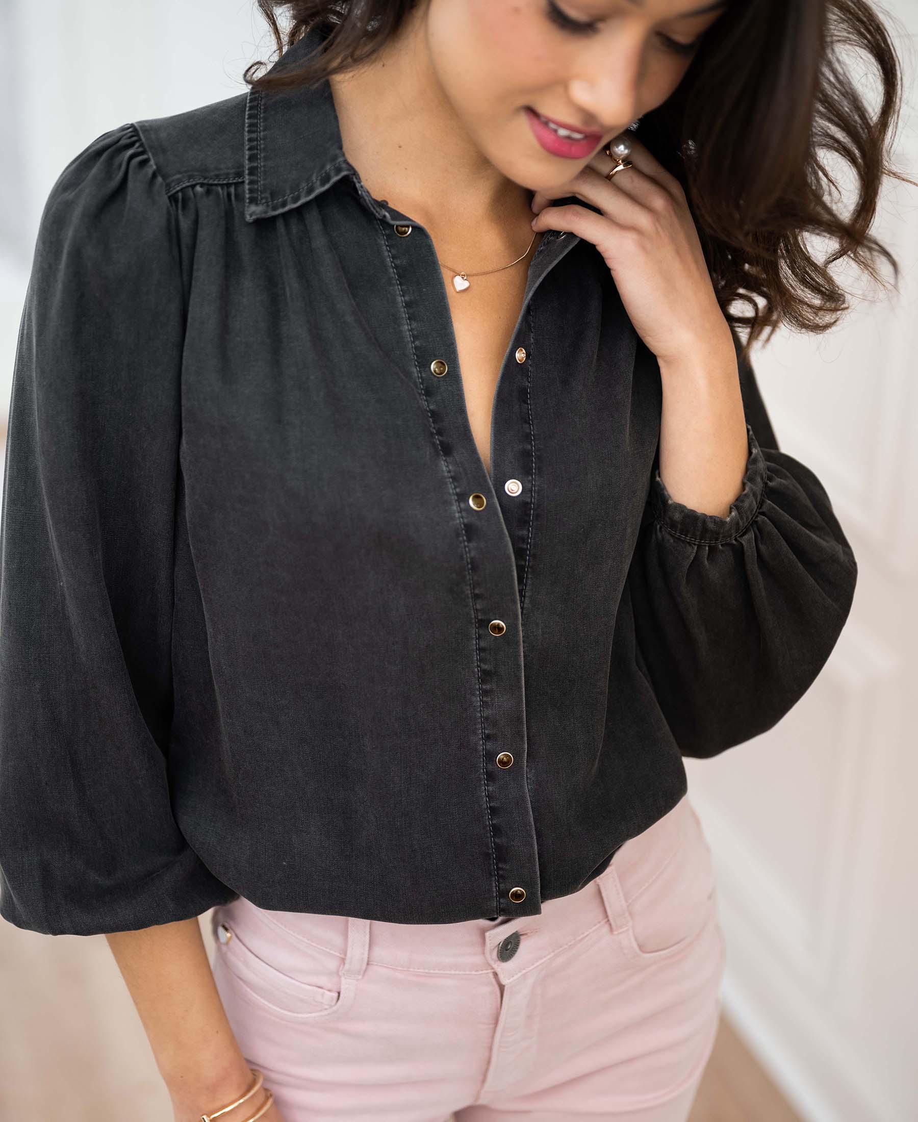 Tencel jeansblouse LA RIVA Charcoal