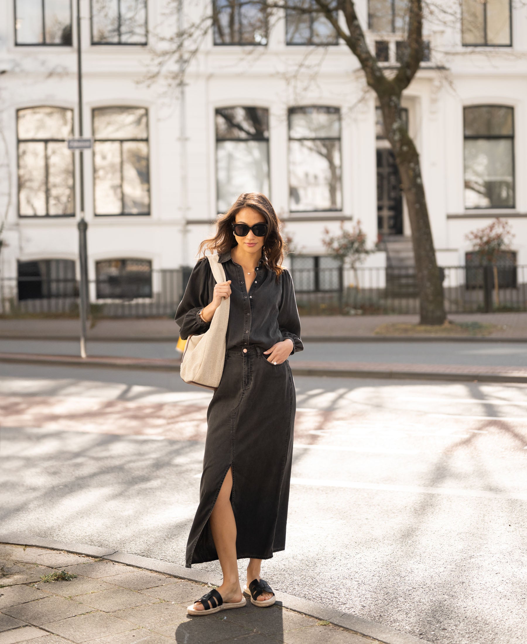 Jeansrock aus Tencel LA JOSEPH Holzkohle