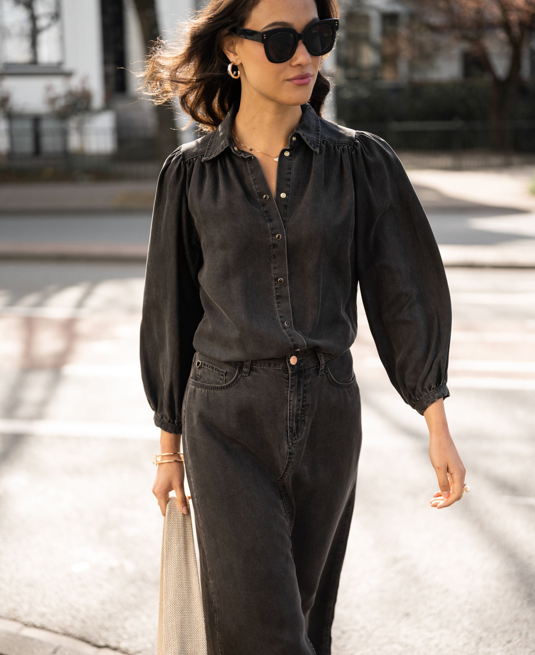 Tencel jeansblouse LA RIVA Charcoal