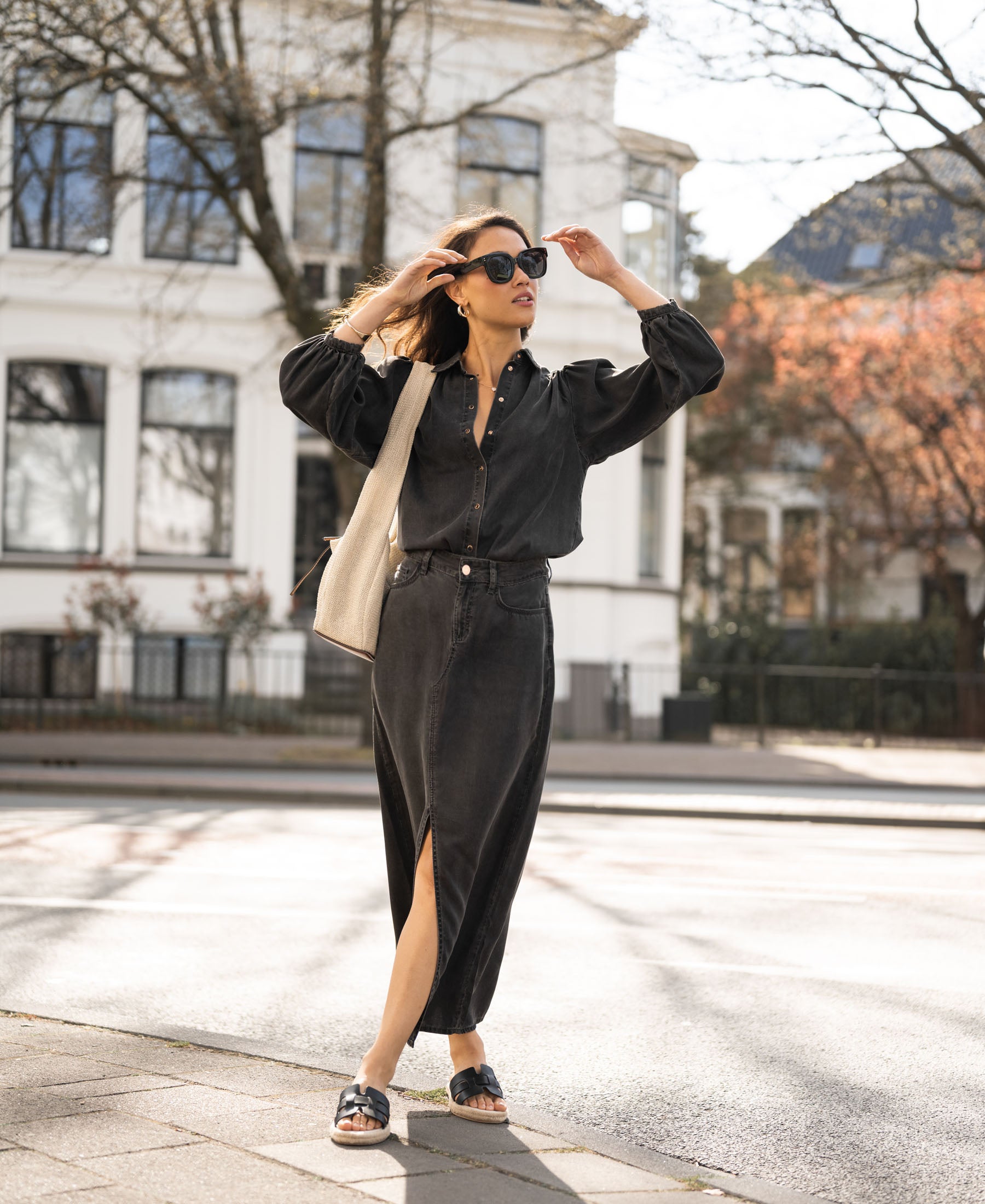 Tencel jeansblouse LA RIVA Charcoal