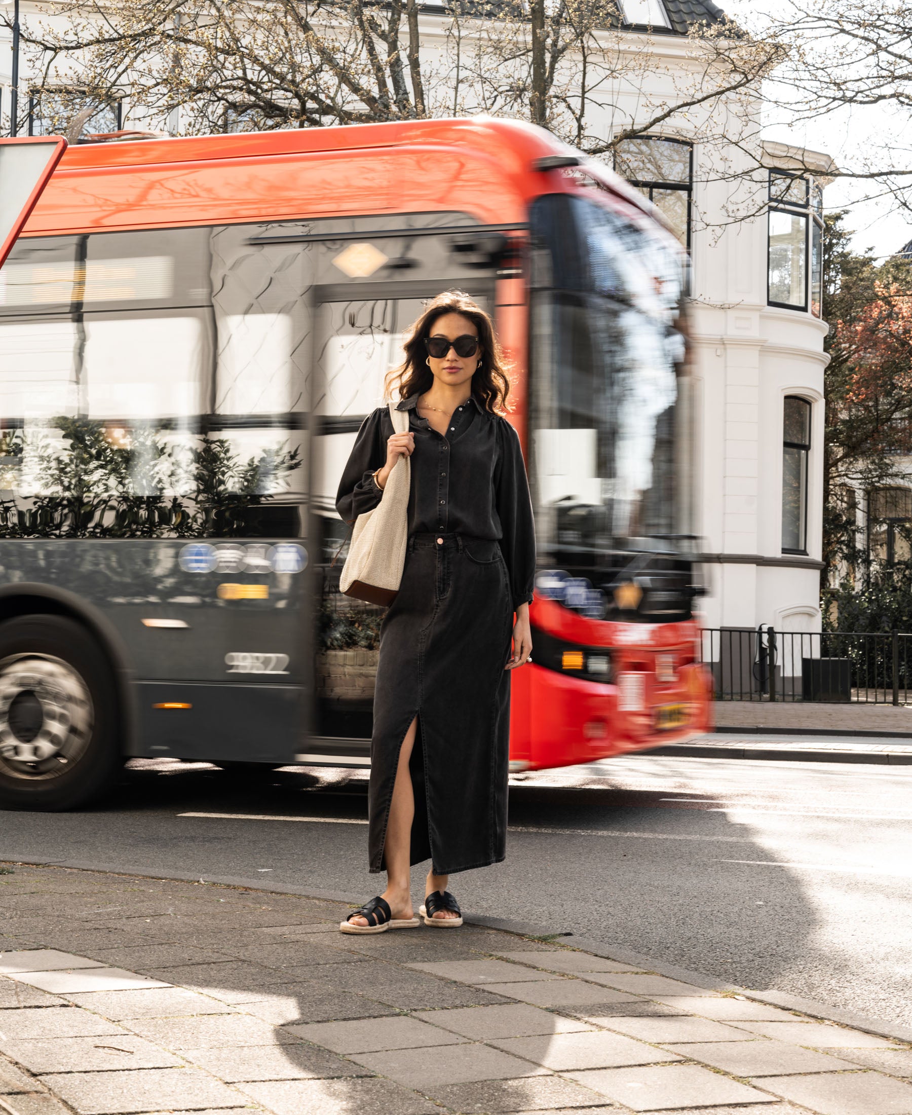 Jeansrock aus Tencel LA JOSEPH Holzkohle
